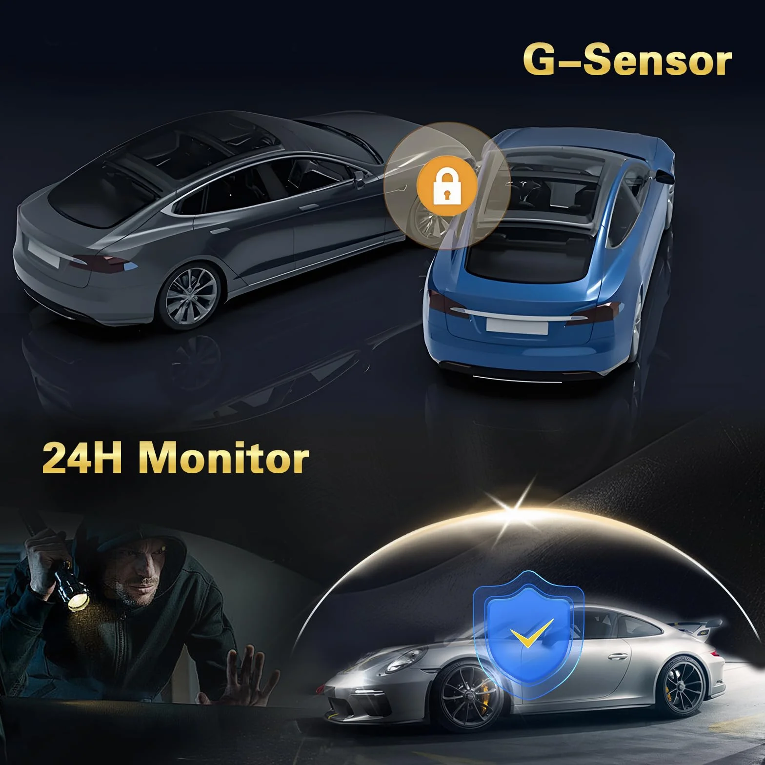 Rejestrator jazdy samochodem Inefala z przednią kamerą HD 1080P z 3 kamerami, kartą SD 64G, 4-kanałowym G-Sensor Nagrywanie w pętli wykrywania ruchu Jazda 24 godziny w trybie parkowania