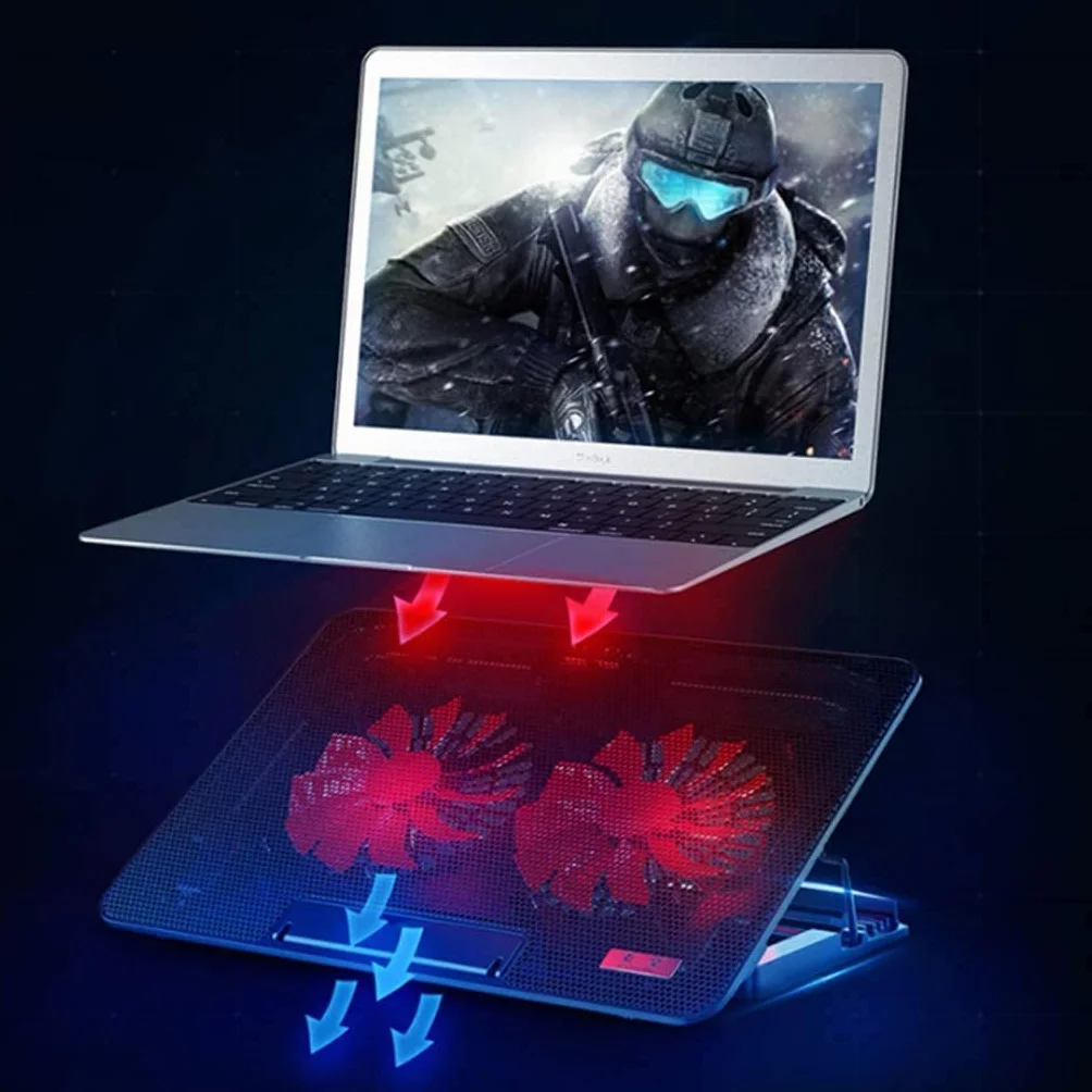 Chłodnica do Laptopa Podkładka Chłodząca Do Laptopa Notebooka Z 2 Wentylatorami Przy 1400 Obr./min Mata Gaming USB Stojak na laptopa,Wentylowany(Black)