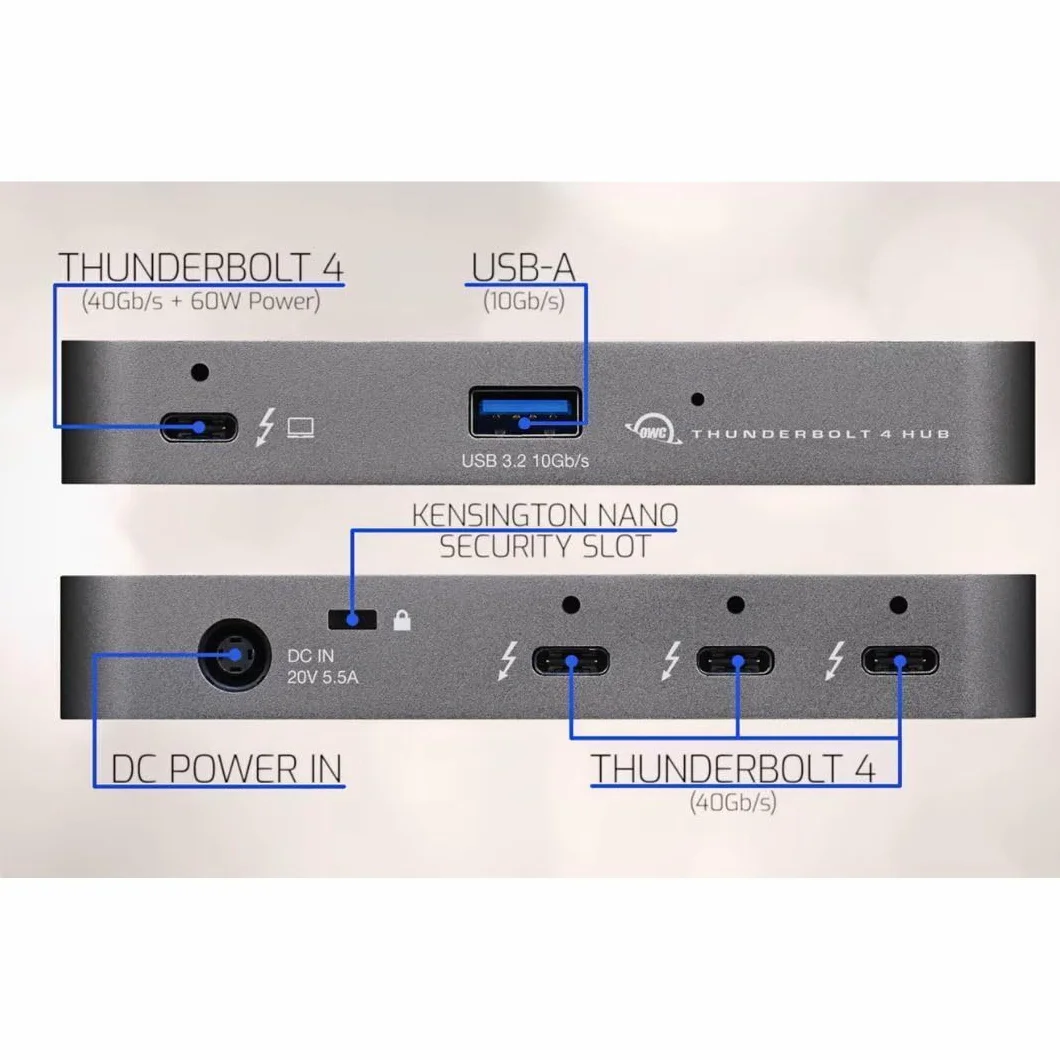 OWC Thunderbolt Hub stacja dokująca, szary/czarny, Thunderbolt 4, USB-A