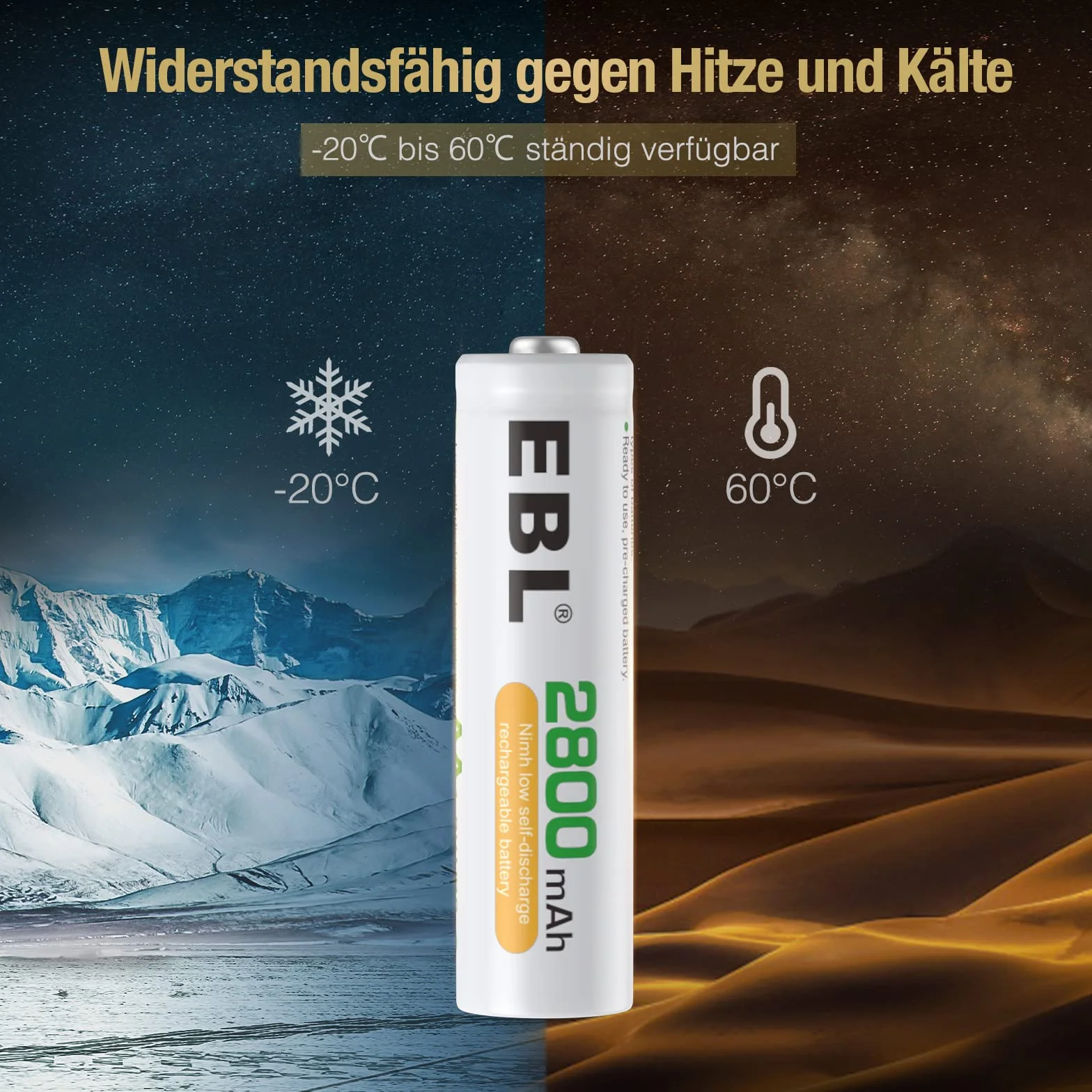 EBL AA akumulator 2800mAh, akumulatory NiMH o wysokiej pojemności z pudełkiem do przechowywania, 4 sztuki