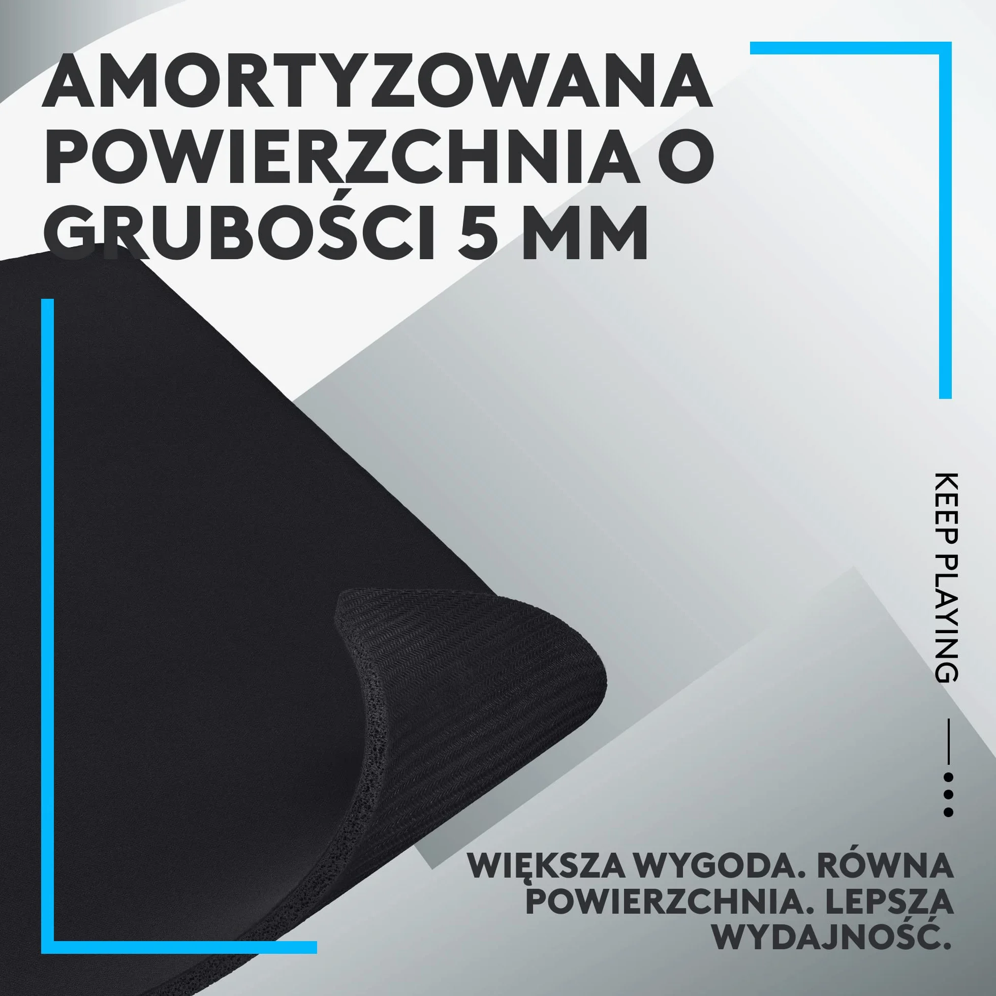 Logitech G G740 Duża Gruba Podkładka pod Mysz dla Graczy, Stworzona pod Czujniki, Umiarkowane Tarcie, Antypoślizgowa, akcesoria do PC i do Mac, 460 x 600 x 5 mm