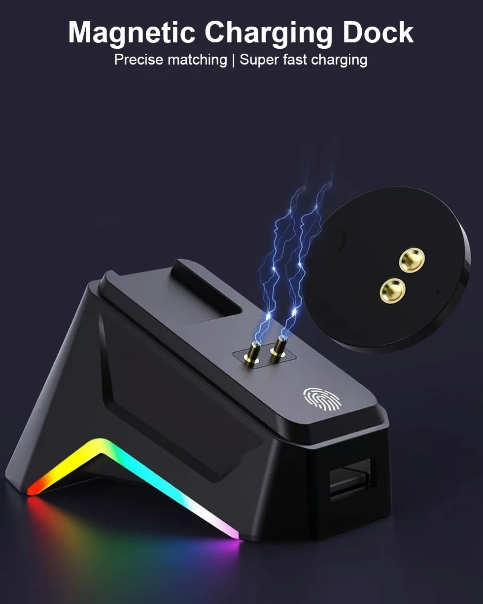 Wireless Magnetic Charging Station for Logitech Mouse G502 / G502 Hero, G703 (Hero) G903 (Hero), G403, G Pro Wireless 1/2, G Prox Superlight 1/2, charging base System with anti-slip and LED