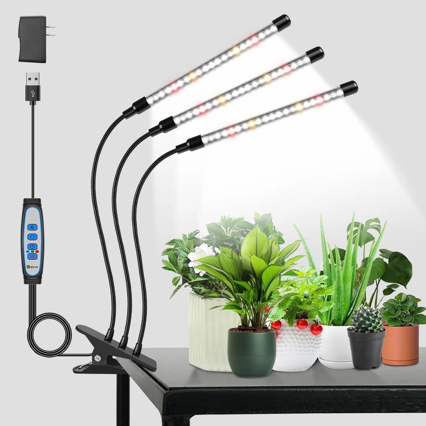 Lampa do Uprawy Roślin 6000K Pełne Spektrum 5 Stopni Ściemniania 3 Tryby Automatyczny Timer