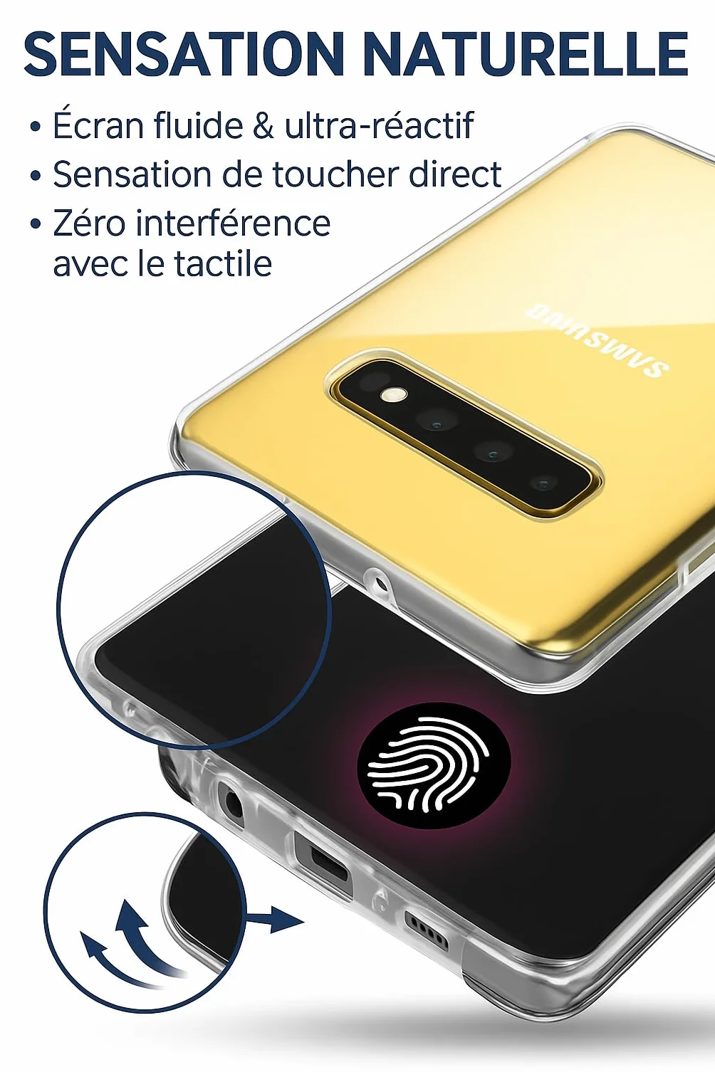 Ancile ® Samsung Galaxy S10 Plus 360° przezroczysta podwójna pełna ochrona silikonowa odporna na wstrząsy, obudowa do S10+
