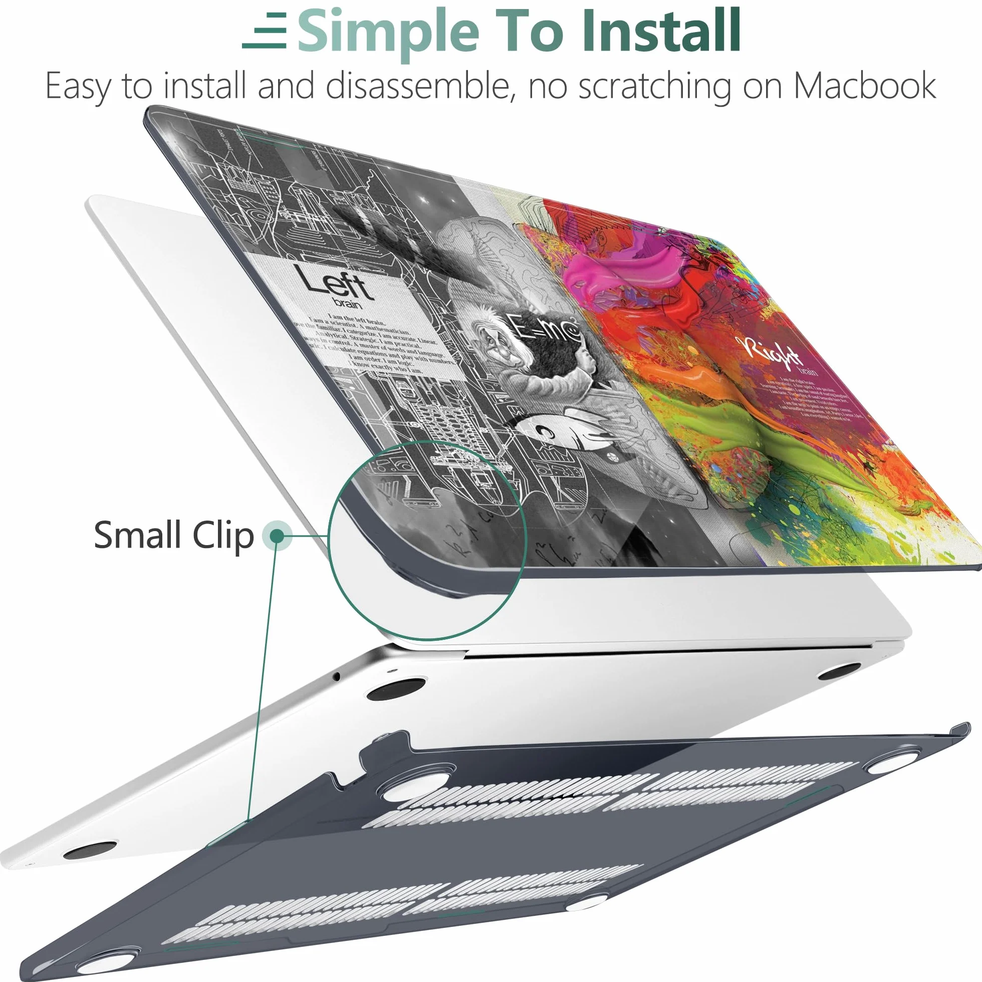 TWOLSKOO Etui M2 MacBook Air 13,6 cala 2022 A2681 z Touch ID, plastikowa twarda obudowa z osłoną ekranu i osłoną klawiatury i folią gładzika do MacBooka Air 13 M2 2022, kreatywny mózg