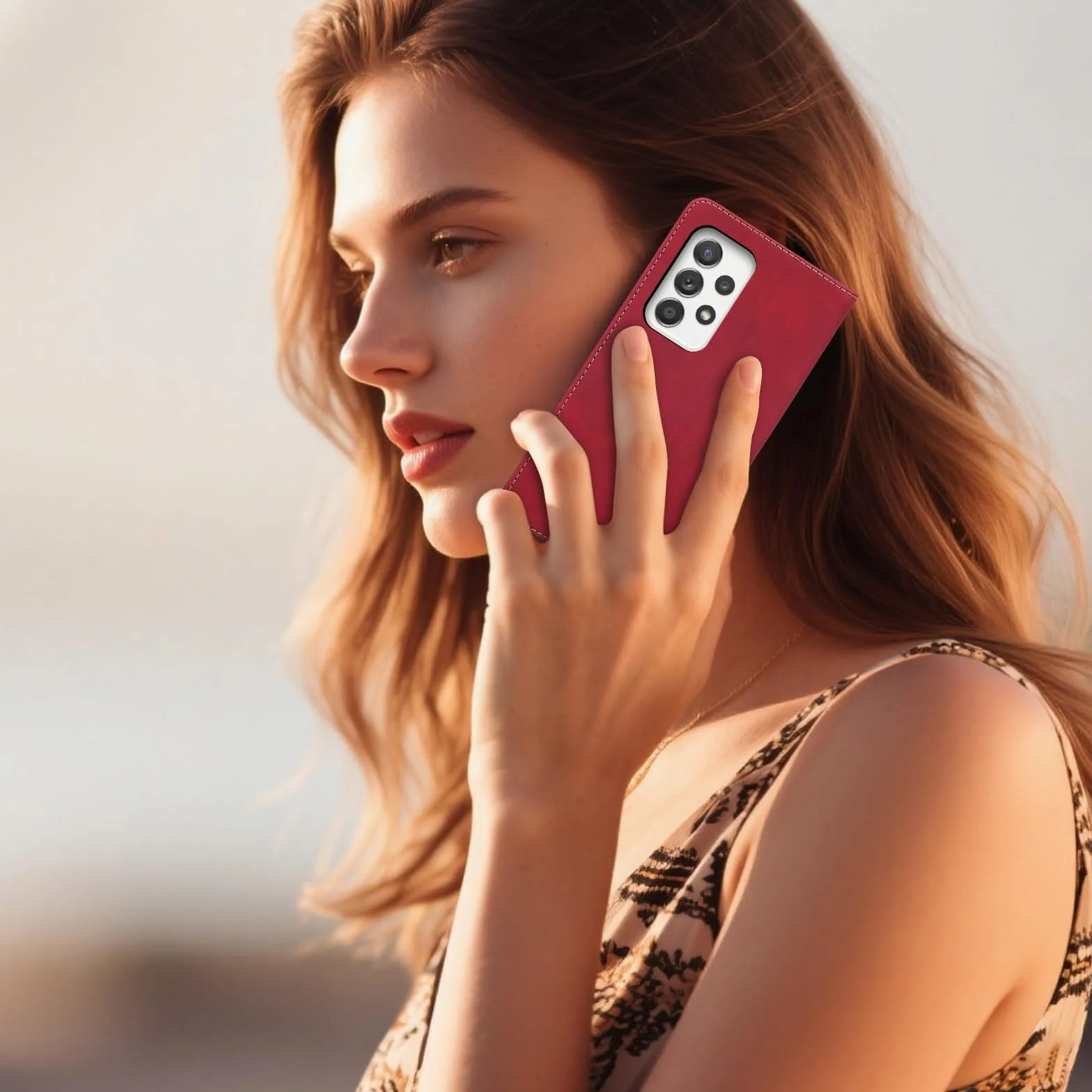 Etui na telefon do Samsung Galaxy A52 5G/A52 4G/A52s 5G, mocne magnetyczne etui, premium etui z PU skóry, magnetyczne etui flip case do Samsung Galaxy A52 5G/A52 4G/A52s 5G, kolor czerwony