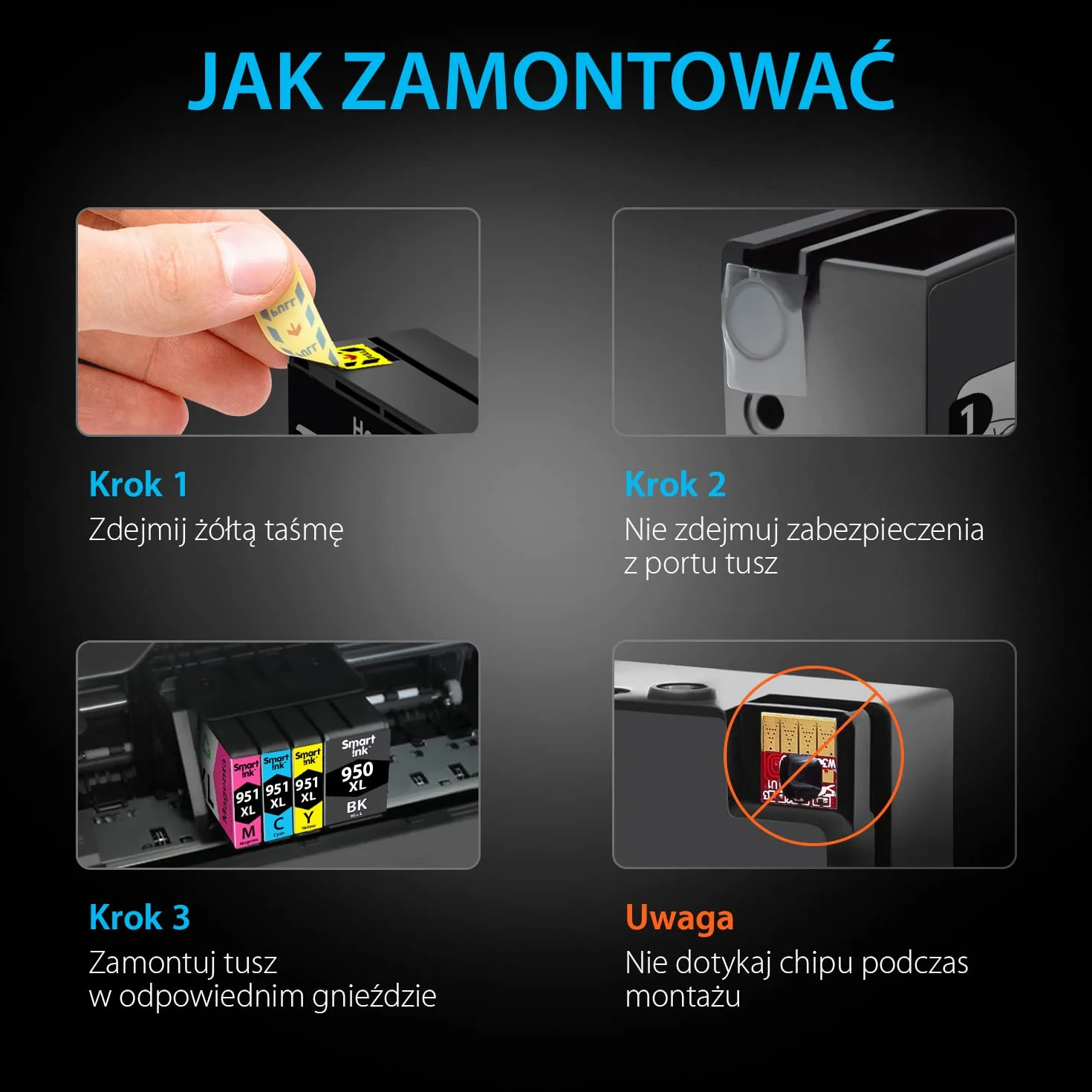 Smart Ink Kompatybilne wkłady atramentowe jako zamiennik do HP 950XL 951XL 950 951 XL (4 Multipack) do użytku z Officejet Officejet 8100 8600 8610 8620 8630 8640 8660 8615 8625 251DW 276DW (BK/C/M/Y)