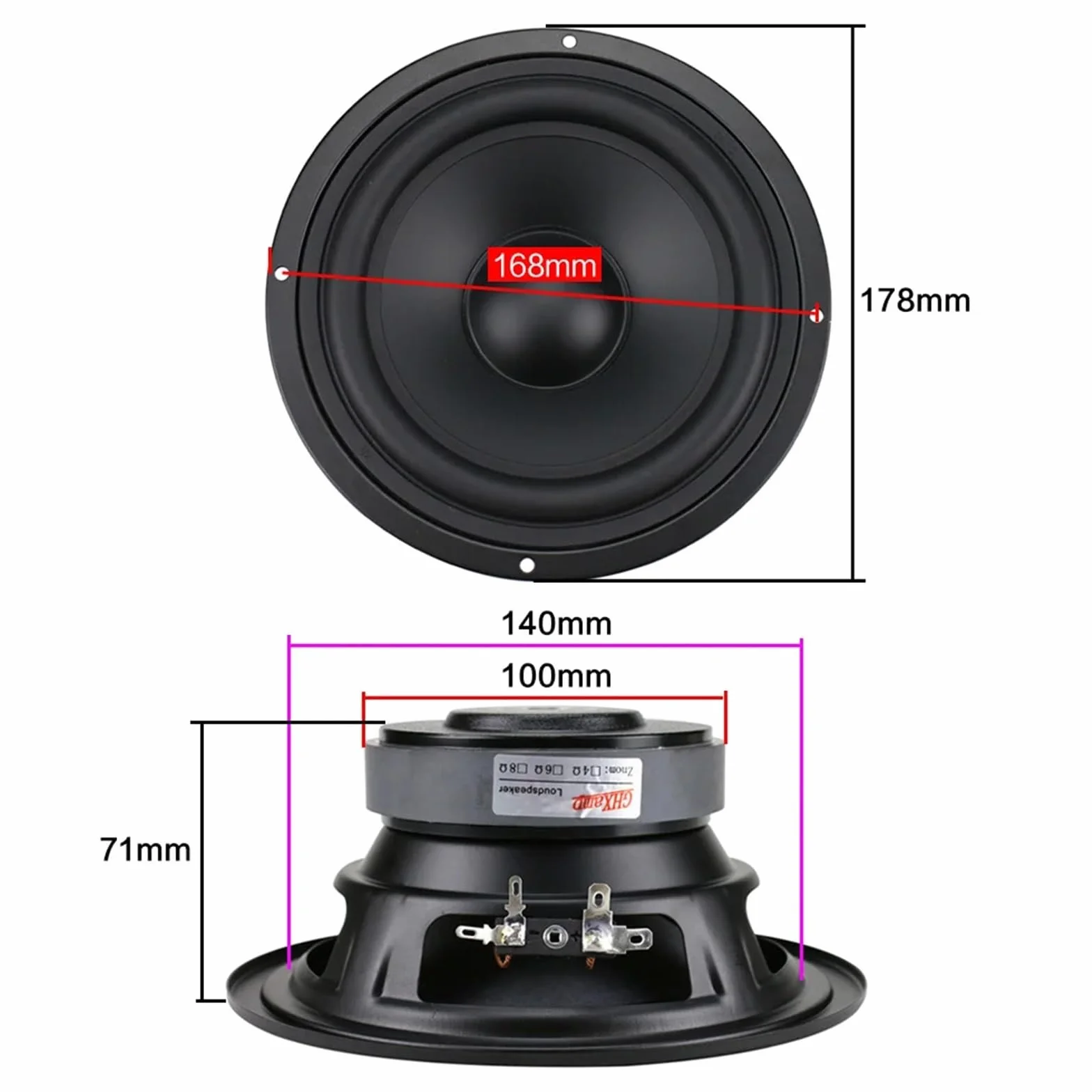 7 cali 178MM Średni głośnik basowy 130W HiFi Mediant kino domowe Głęboki bas Głośnik Woofer Gumowa krawędź 1 szt