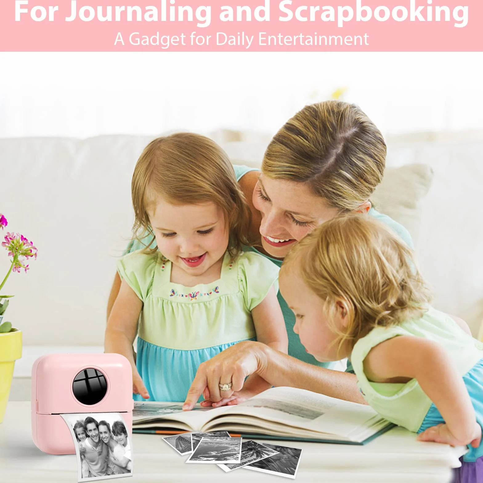 GuKKK Mini drukarka, mobilna drukarka fotograficzna, przenośna mini drukarka fotograficzna, bezprzewodowa drukarka fotograficzna, drukarka Bluetooth, pomoc w nauce, notatki, dziennik, notatki