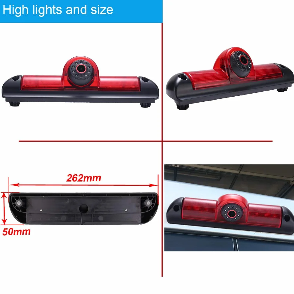 Soczewka 18 mm najwyższej jakości kamera cofania + 7-calowy ekran TFT LCD lampka hamowania do samochodu, zamiennik kamery cofania do FIAT Ducato X250/Peugeot Boxter III AVIS AVS325CPR/Citroen Jumper/Dodge