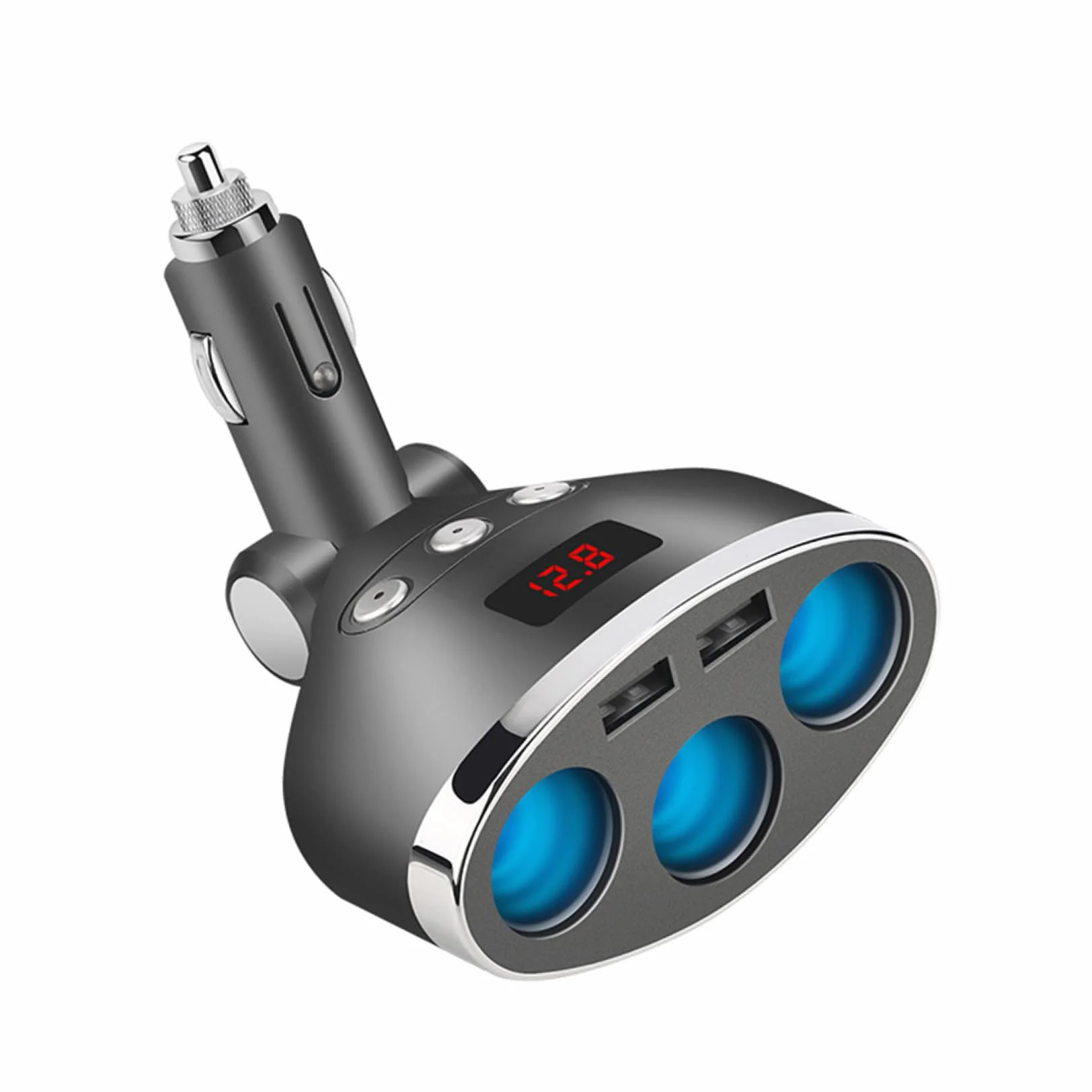 PACKOVE 3kawałki Adapter Samochodowy Gniazdowy z Podwójnym Usb i Wyświetlaczem Napięcia Ładowarka Do Gniazda Zapalniczki Szybkie Ładowanie Dla Telefonów Komórkowych i Czarny