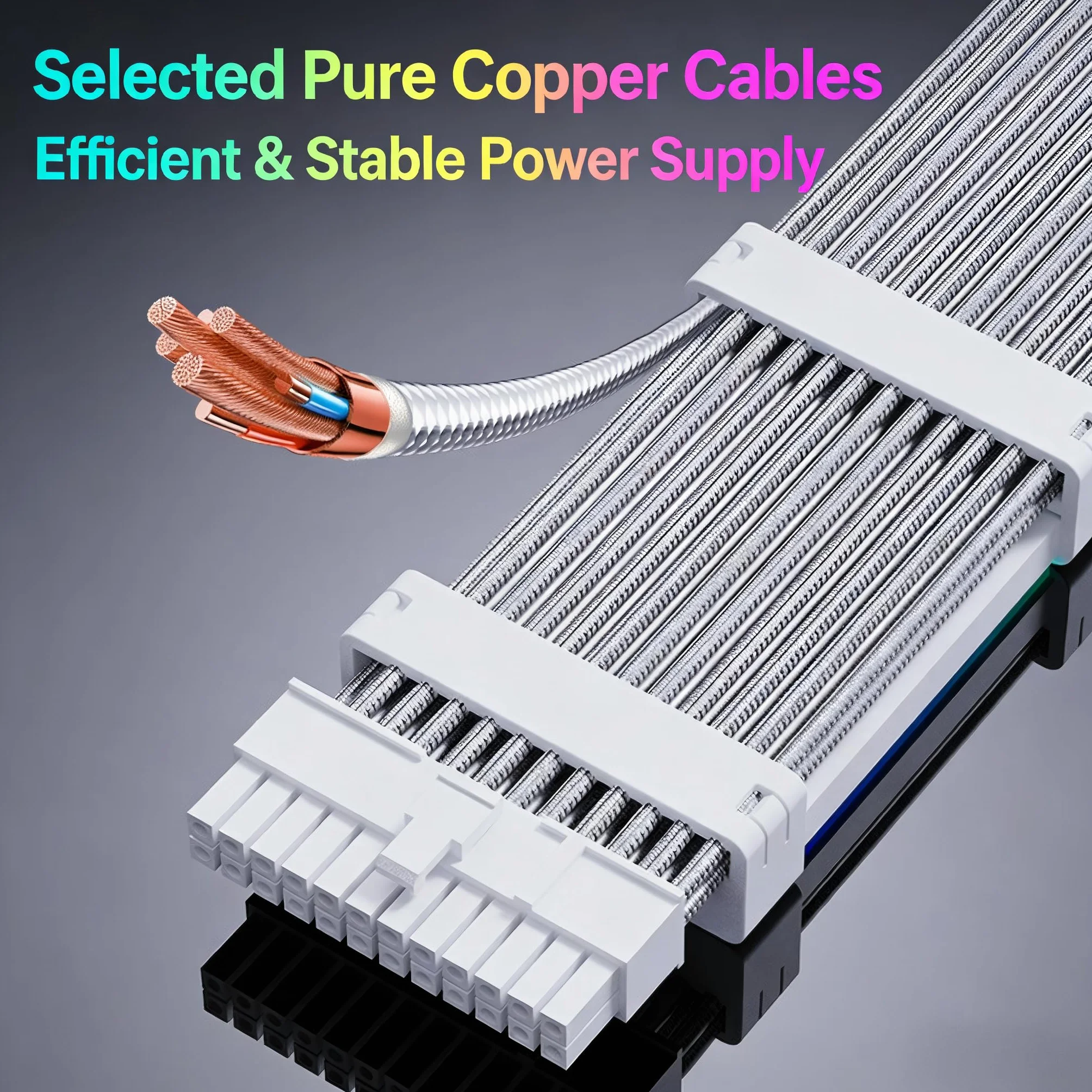 ARGB PSU zestaw osłon kabli 5 V, 24 piny, zsynchronizowany kabel zasilający RGB do płyty głównej, 8-pinowa karta graficzna ARGB, osłony oświetleniowe do przedłużeń kabla zasilacza 60 cm