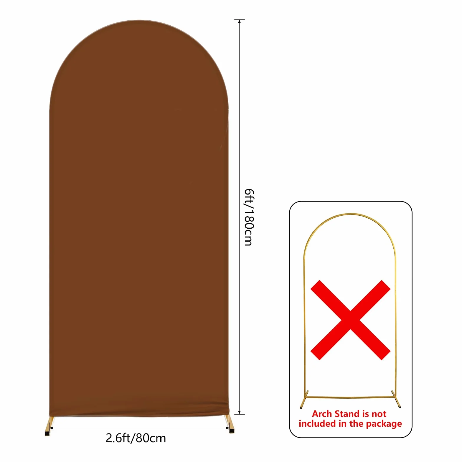 AIBIIN - Brązowy brązowy łuk 0,8 x 1,8 m okrągły top dwustronny do dekoracji ceremonii ślubnej, przyjęcia urodzinowego, baby shower, bankiet