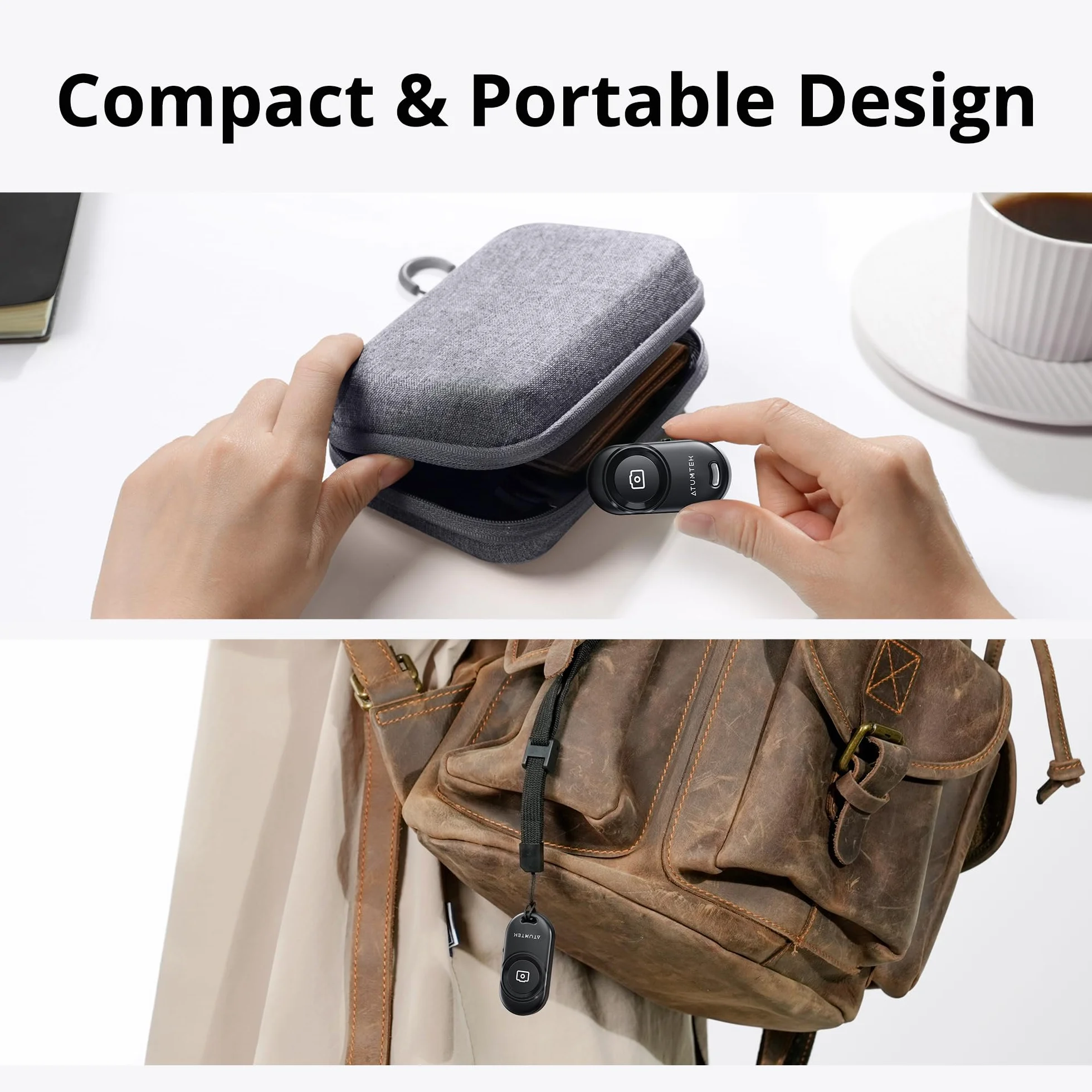 ATUMTEK Zdalny Wyzwalacz Bluetooth, Zdalny Spust Bluetooth 5.2 z Stabilnym Połączeniem, Kompatybilny z Smartfonami i Tabletami iPhone oraz Android, Idealny do Selfies i Zdjęć Grupowych
