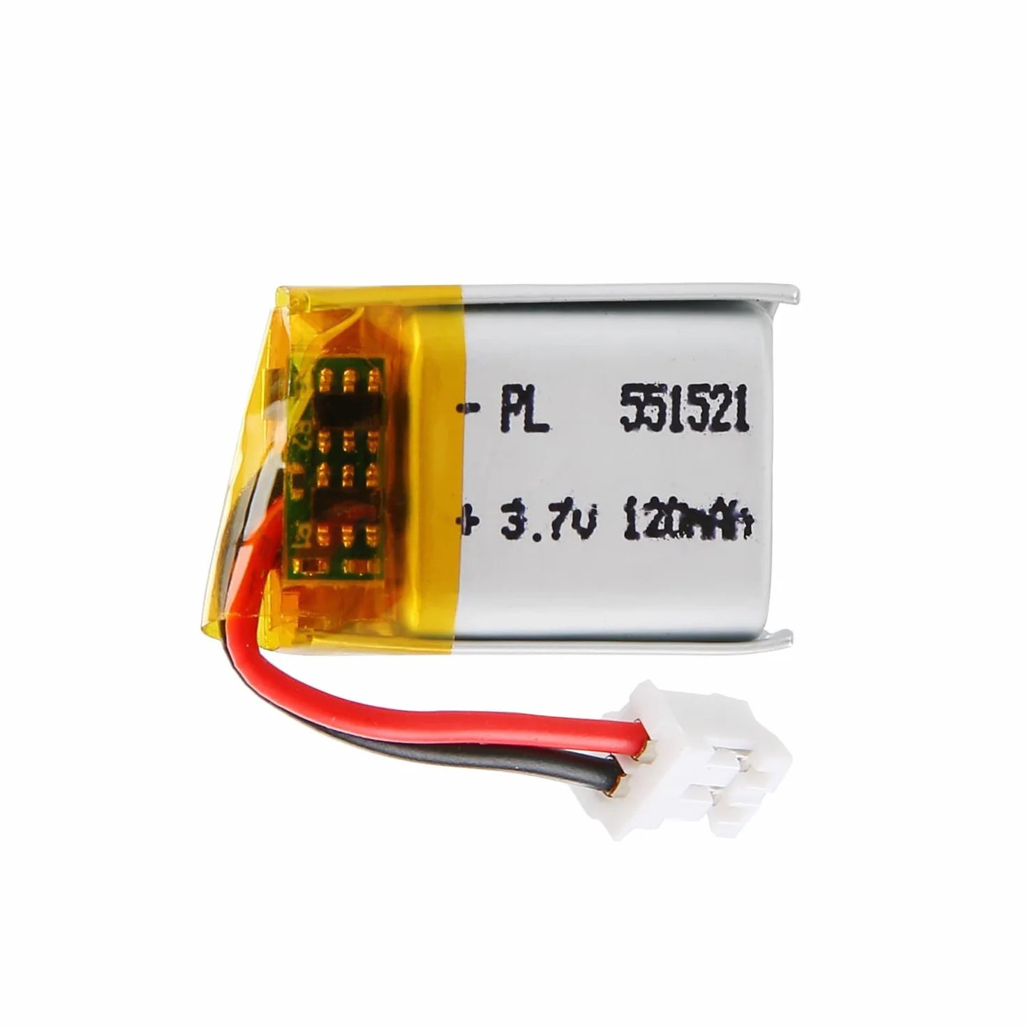 3,7 V lipowa bateria, 3,7 V 120 mAh 551521 litowo-polimerowa z łącznikiem 2P-PH o rozstawie 2,0 mm