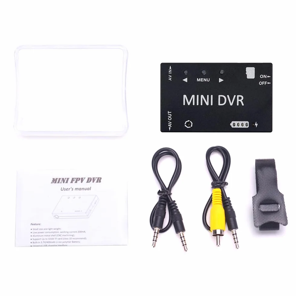 Do FPV Mini do rejestratora audio wideo DVR NTSC PAL Przełączany wbudowany akumulator gogli VR monitora samolotów RC(Black color)