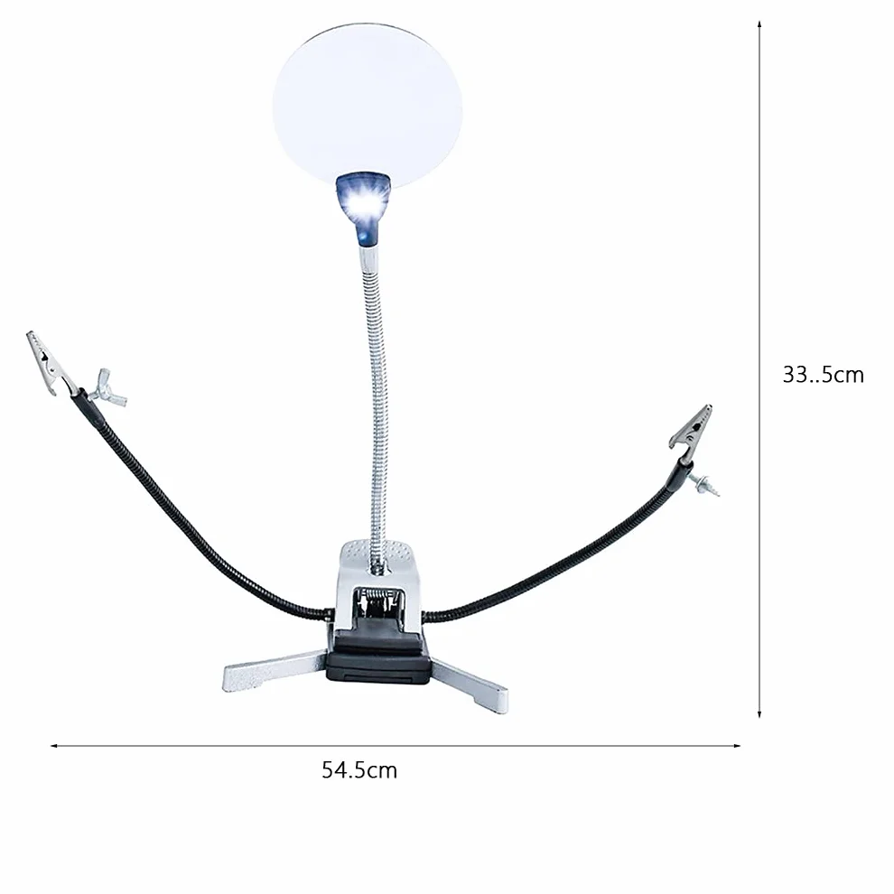 Lupa do czytania Lampa z lupą Biurkowa lupa do czytania z podświetleniem LED Obiektyw 65 mm ze stojakiem Regulowany metalowy wąż Szkło powiększające Ciepłe życie
