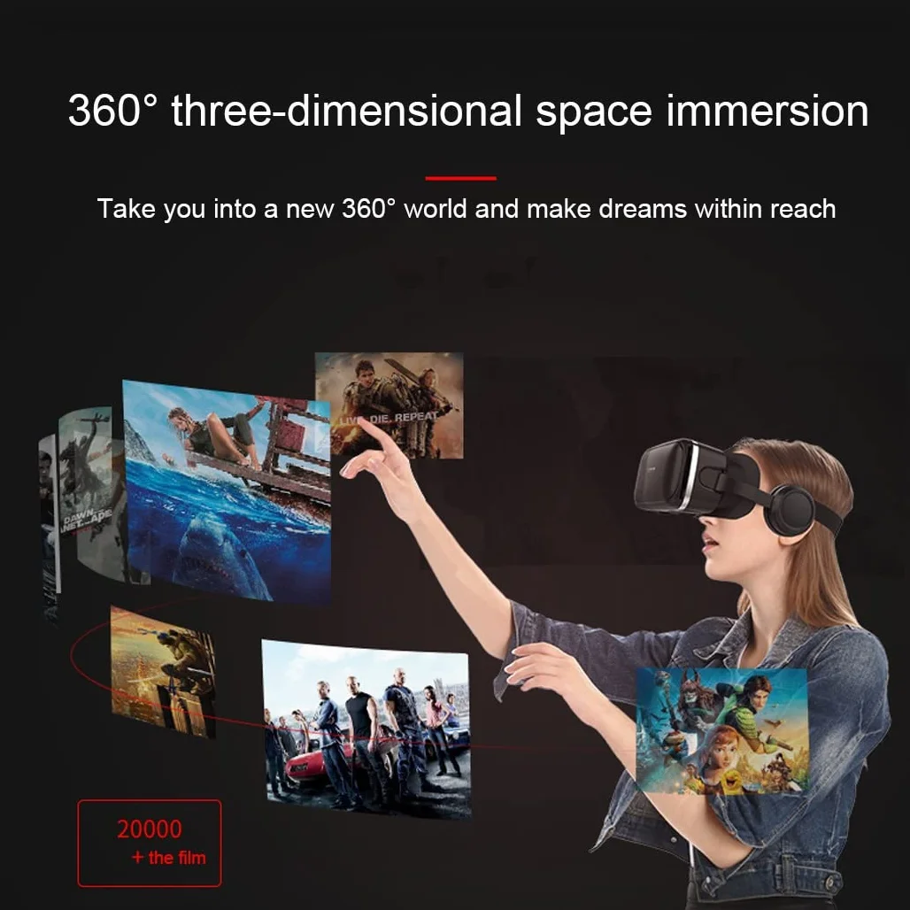 Okulary VR, zestaw słuchawkowy z wirtualnej rzeczywistości, zestawy słuchawkowe VR obsługują Android i IOS, połączenie Bluetooth dla iPhone 13 Pro Max/13 Pro 13/12/11, do Samsung Galaxy S21, Huawei, Xiaomi (Kolor: E, rozmiar: Ios )