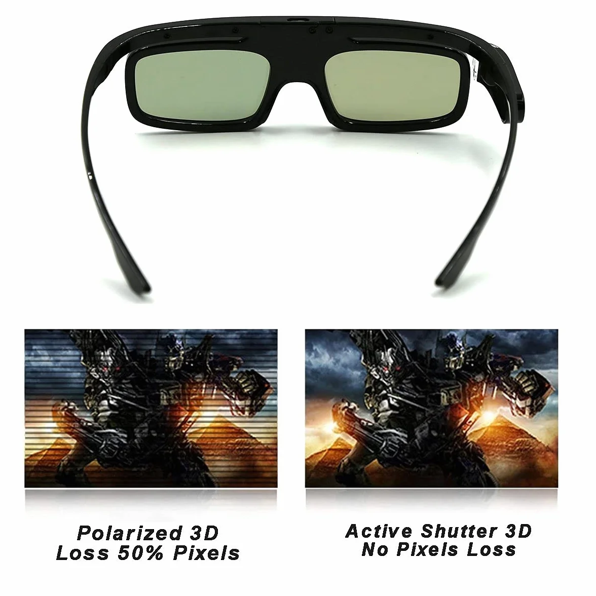 Cocar 3D-okulary, 3D okulary z aktywną przesłoną, zasilane z akumulatora, Odpowiednie dla 3D DLP-Link projektora Acer BenQ Optoma Viewsonic LG Infocus NEC Jmgo Vivitek Toumei - 1 sztuka