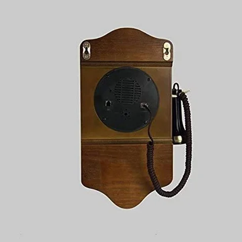 Telefon Telefon domowy Zabytkowy telefon stacjonarny Drewniany, montowany na ścianie, obrotowy Retro Hotel Kreatywna karta bezprzewodowa Przewodowy telefon stacjonarny