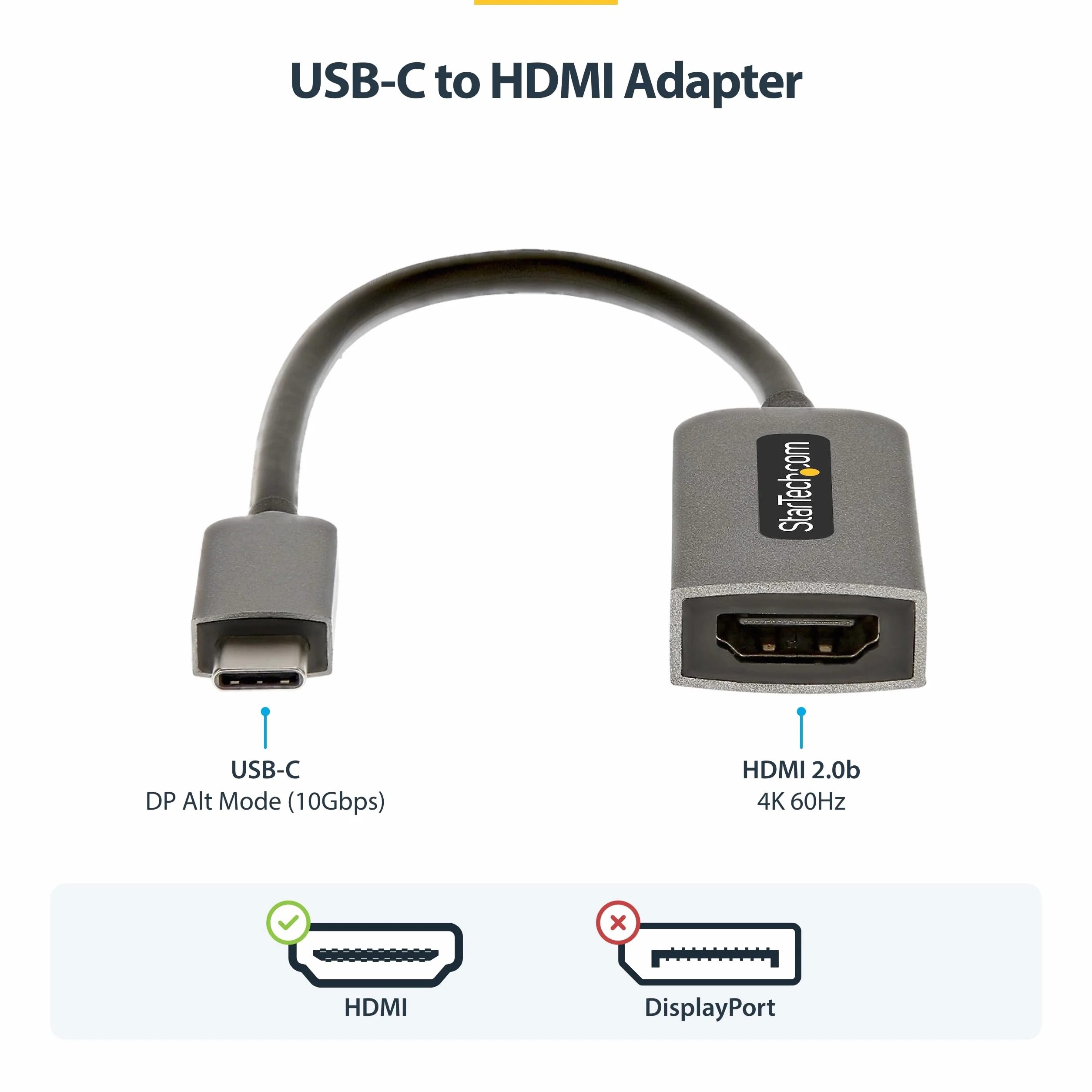 StarTech. Adapter USB-C na HDMI, wideo 4K 60 Hz, HDR10, kompatybilny z USB 4 / Thunderbolt