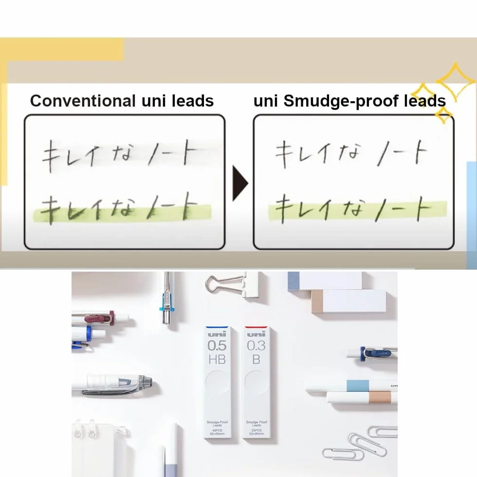 uni Smudge-Proof Leads Refill for Mechanical Pencil | 0.5mm | B | 40pcs