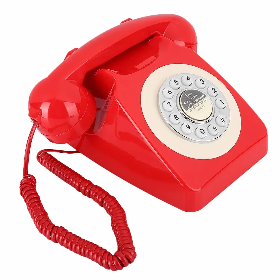 Semme Telefon w Stylu Retro w Stylu Vintage Zabytkowy Telefon Stacjonarny z głośnością Mechaniczny Miedziany Dzwonek Funkcja Ponownego Wybierania Biurkowy ABS do Domowego Biura Wystrój Hotelu