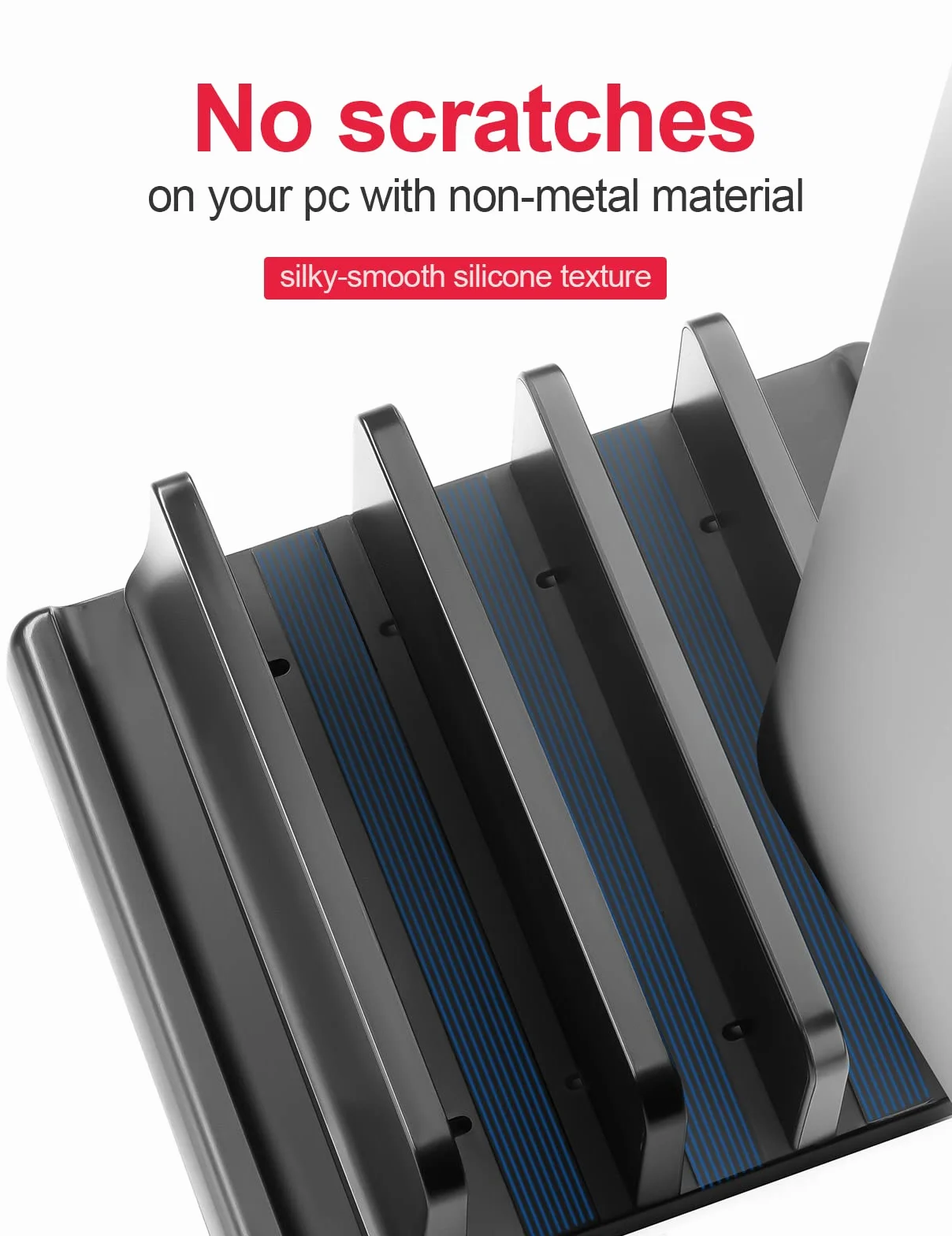 VAYDEER pionowy stojak na laptopa, regulowany i wszechstronny z 3 rowkami. Kompatybilny z Macbook/Pro, Mac, iPadem i laptopem. Elegancki czarny design