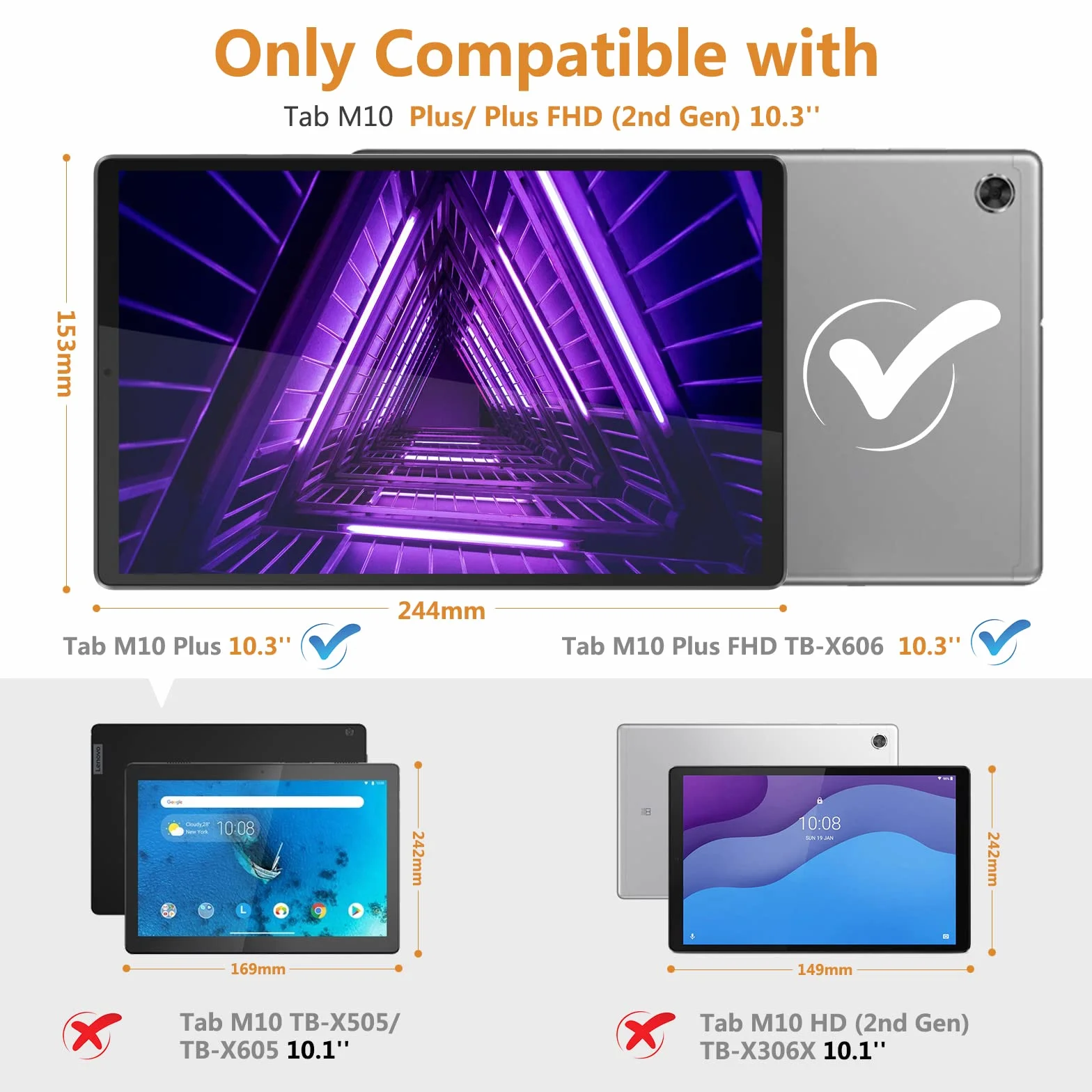 Hianjoo Etui kompatybilne z Lenovo Tab M10 FHD Plus 10.3, ultra cienkie, skórzane etui ochronne z funkcją stojaka, kompatybilne z Lenovo Tab M10 FHD Plus (2nd Gen) 10.3 TB-X606F, fioletowo-szare