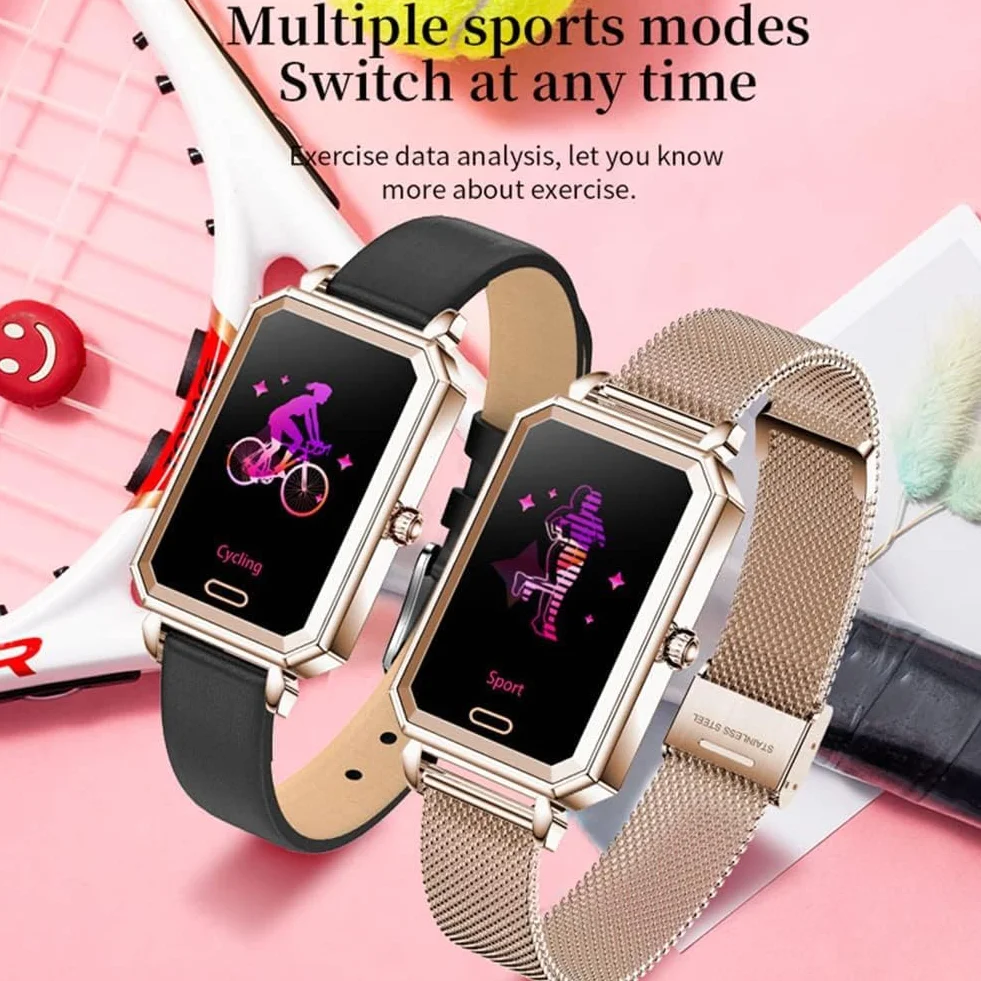 Damski Inteligentny Zegarek Sportowa Bransoletka Bluetooth Wodoodporny Zegarek Fitness Monitor Aktywności Monitor Snu Tętno Monitor Snu Krokomierz Kalorie Moda Smartwatch Dla I, Steel strap