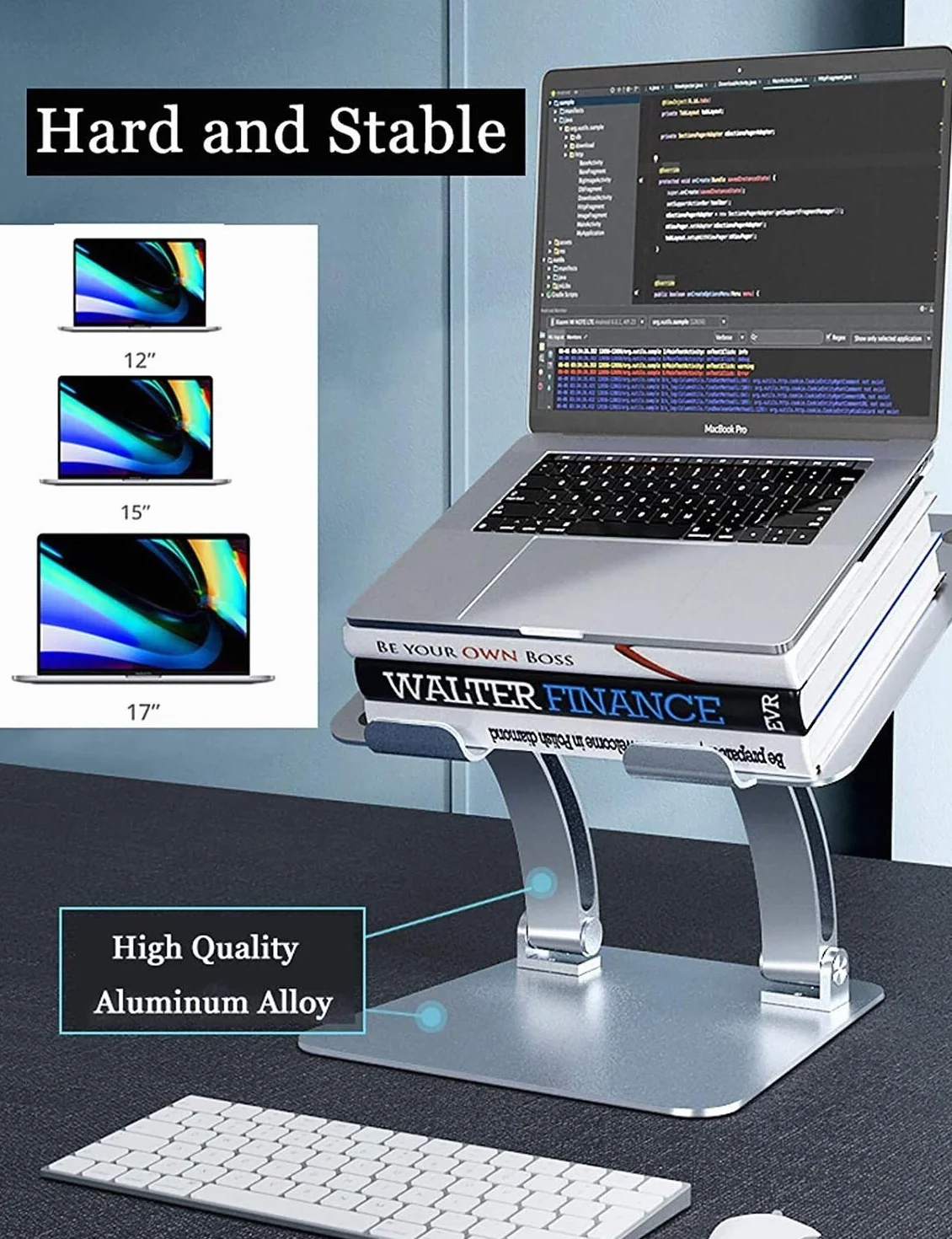 Stojak na laptopa Podstawka na biurko Wentylowany aluminiowy uchwyt na biurko Regulowany stojak na laptopa z antypoślizgowym silikonem Składany Ergonomiczny do biblioteki Biurowa kawiarnia, przenośny