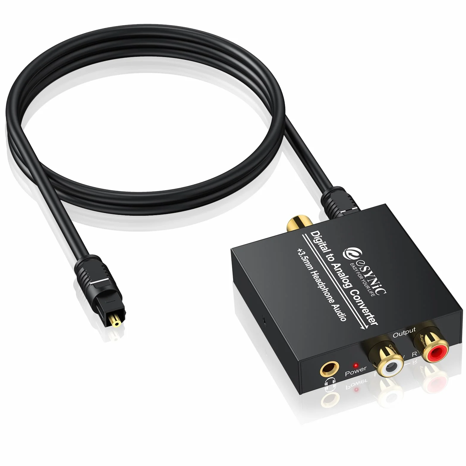 eSynic DAC konwerter cyfrowy na analogowy adapter audio RCA L/R wyjście 3,5 mm stereo z kablem optycznym do słuchawek PS3 Xbox 360 HDTV niebieski RAY DVD Sky HD Apple TV