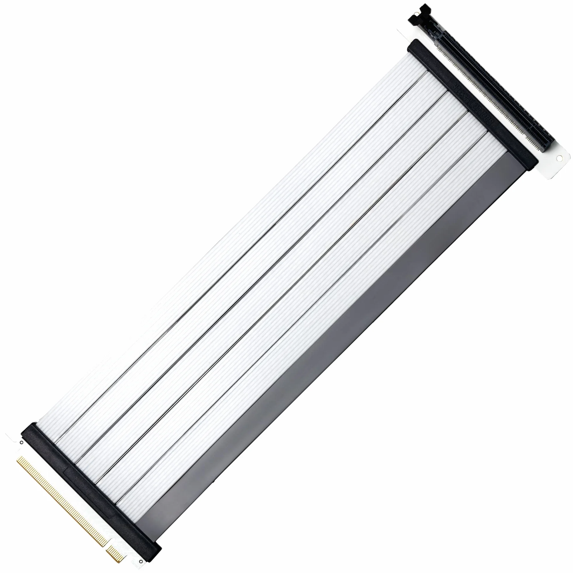 Cooler Master MasterAccessory Riser Cable PCIe 4.0 x16 300 mm V2 - Ekranowanie EMI, Bardzo Elastyczny Kabel TPE, Wzmocnione Gniazda PCI, Złote Złącza Pinowe, Ochronna Obudowa z ABS - Biały