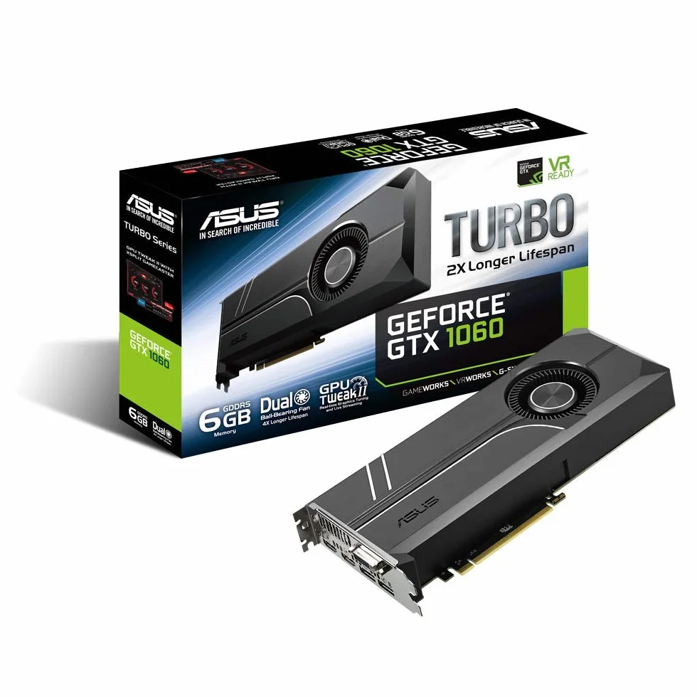 ASUS TURBO-GTX1060-6G 6 GB GeForce GTX 1060 GDDR5 PCI Express karta graficzna - czarna