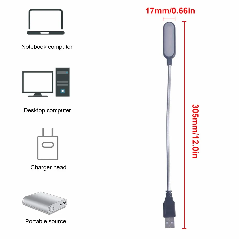 Cerioll Elastyczna lampa LED USB, 2 szt. Lampa LED USB do klawiatury komputerowej, lampka do czytania, elastyczna szyjka gęsi, do klawiatury laptopa