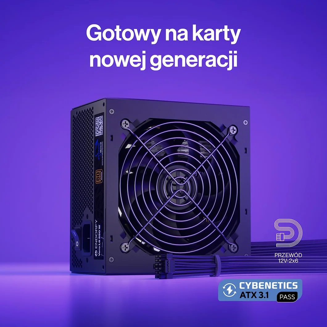 ENDORFY Vero L6 550W ATX 3.1 zasilacz 80 PLUS Bronze, Cybenetics Silver, PCIe 5.1, 12V 2x6, Stratus 120 mm, PSU do PC Gaming, 550 W