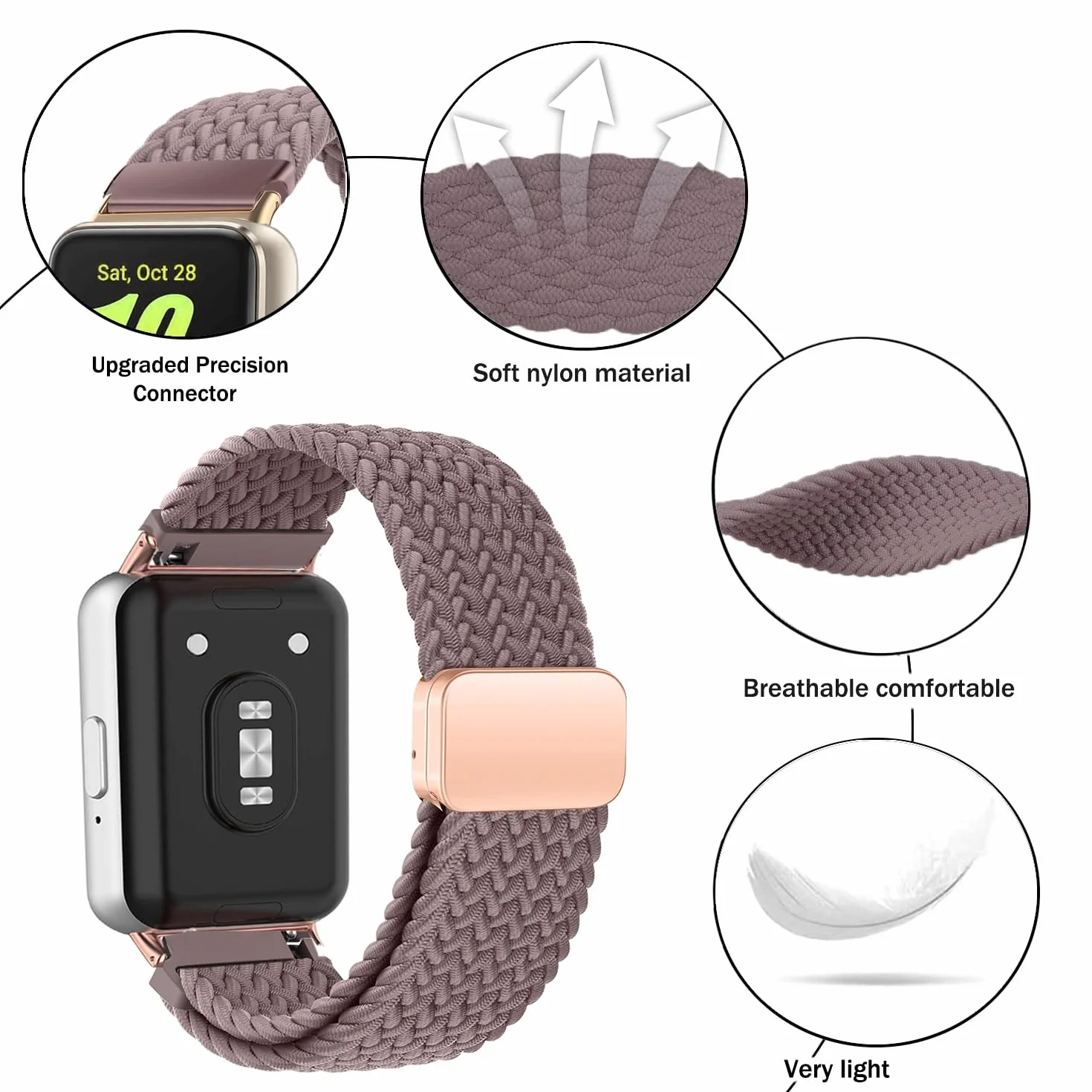 Nylonowa pleciona opaska kompatybilna z Samsung Galaxy Fit 3 SM-R390, elastyczna magnetyczna klamra