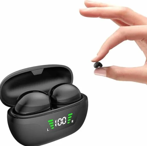 Bezprzewodowe słuchawki douszne Bluetooth IPX5 z redukcją szumów małe czarne