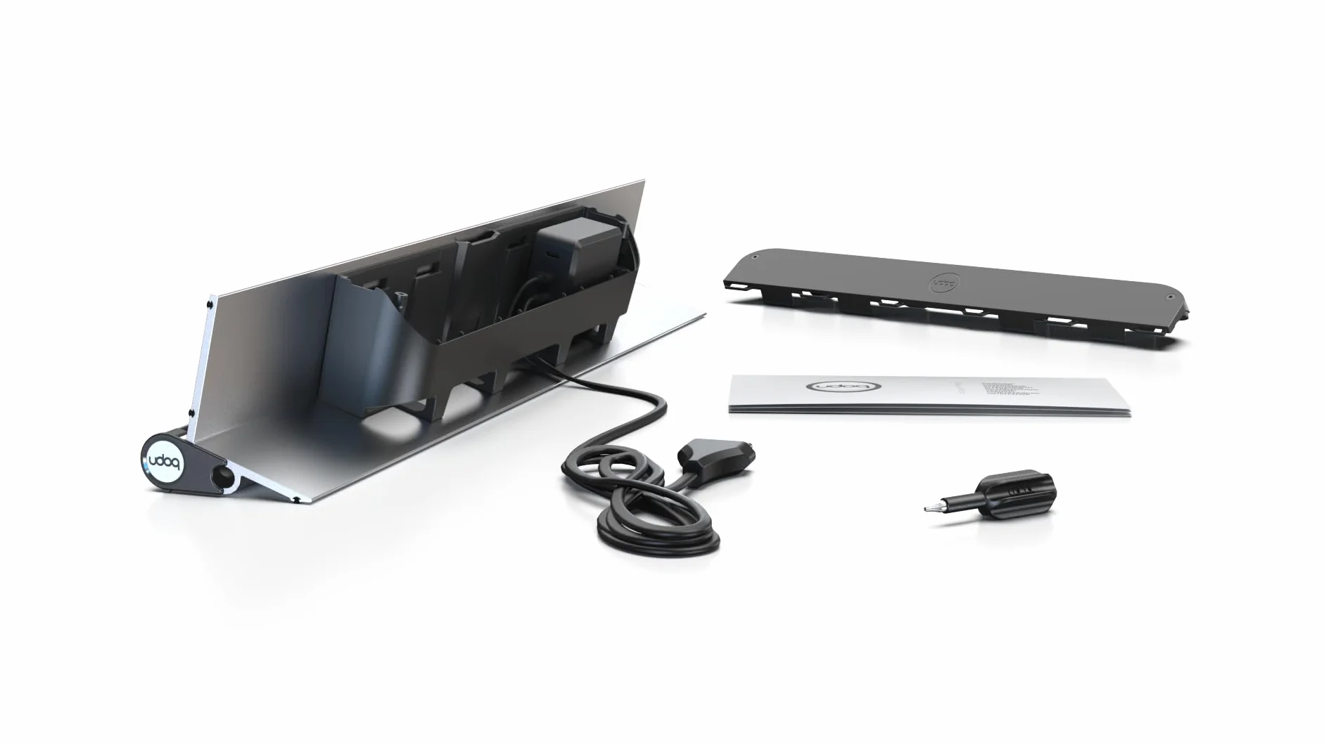 udoq Stacja ładująca 550 USB-C z aluminium z 3 miejscami ładowania i szybkim ładowaniem 68 W, modułowy zestaw startowy z możliwością rozszerzenia, hub ładowania do smartfonów i urządzeń mobilnych