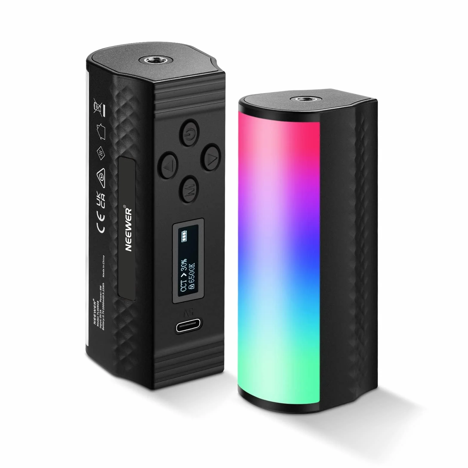 NEEWER Przenośny uchwyt magnetyczny, mini kij LED RGB 360° z akumulatorem 2500 mAh, możliwość ściemniania 2500-8500 K, lampa rurowa do fotografii, TikTok, Youtube, Vlog, TL96RGB, 2 opakowania