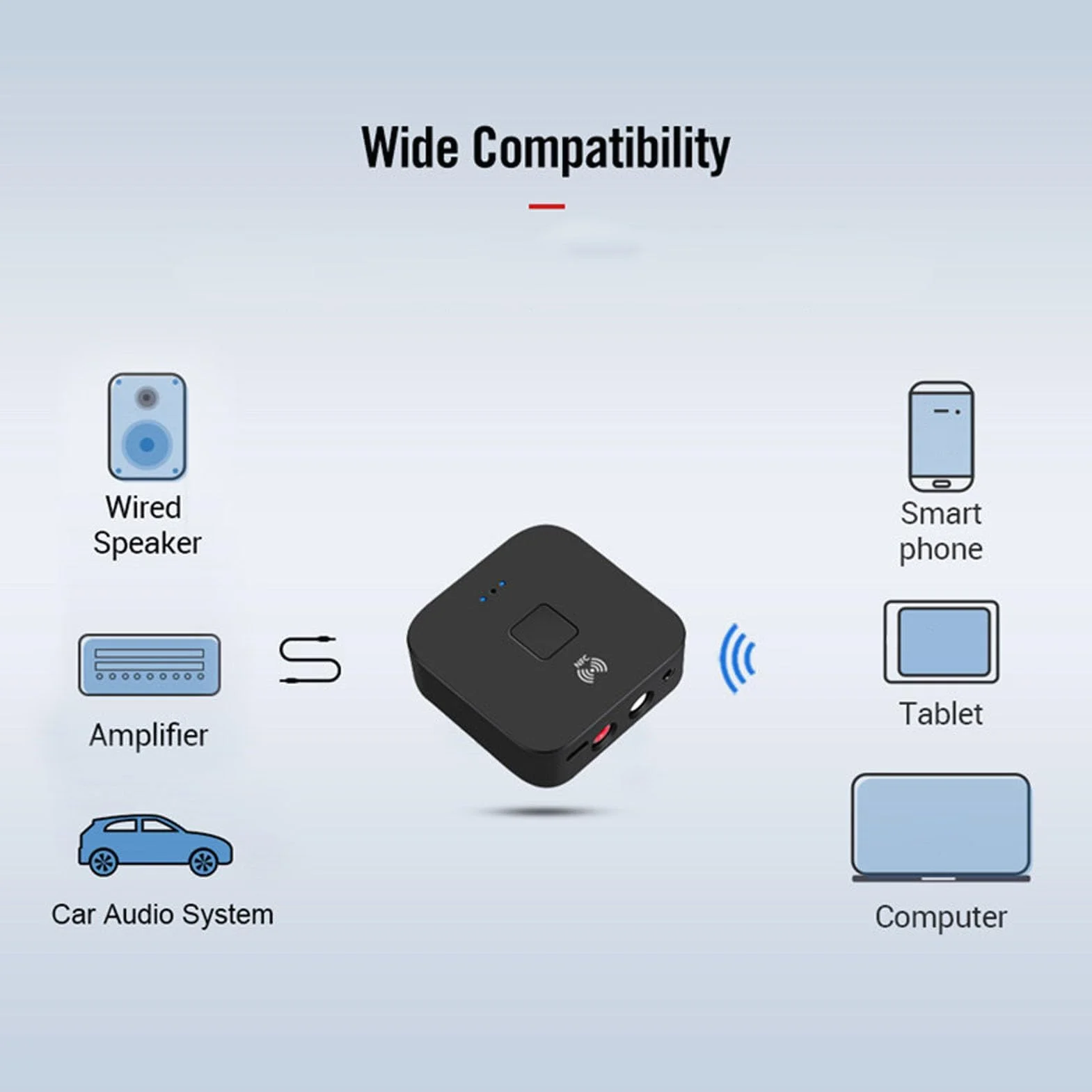 Adapter Odbiornika Audio Bluetooth 5.0, Bezprzewodowy Odbiornik Bluetooth NFC z Zestawem Głośnomówiącym do Systemu Dźwiękowego Strumieniowego Przesyłania Muzyki