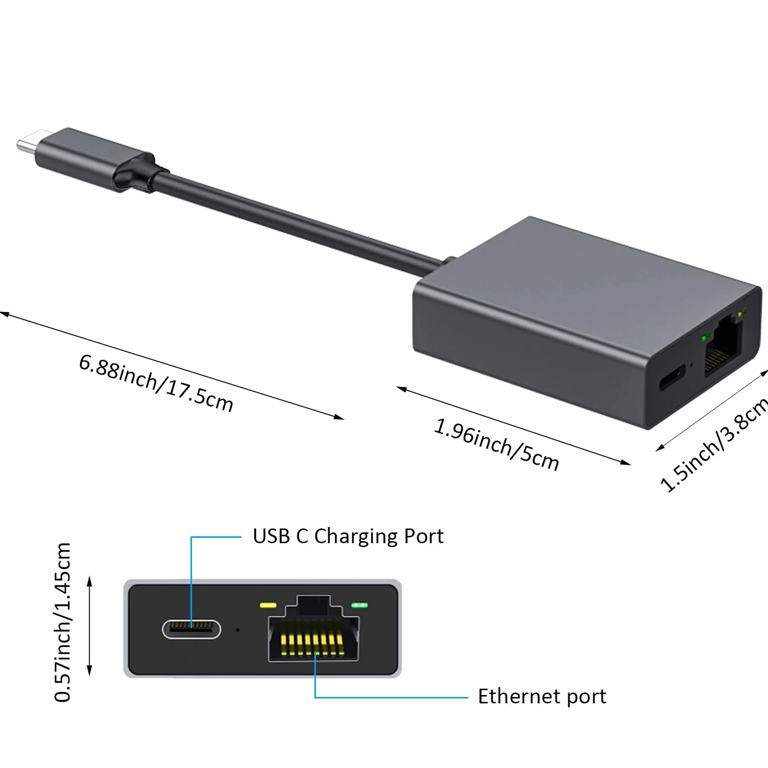 Adapter USB C na Ethernet 1000 Mbps 100 W do Chromecast, MacBook Pro, Air