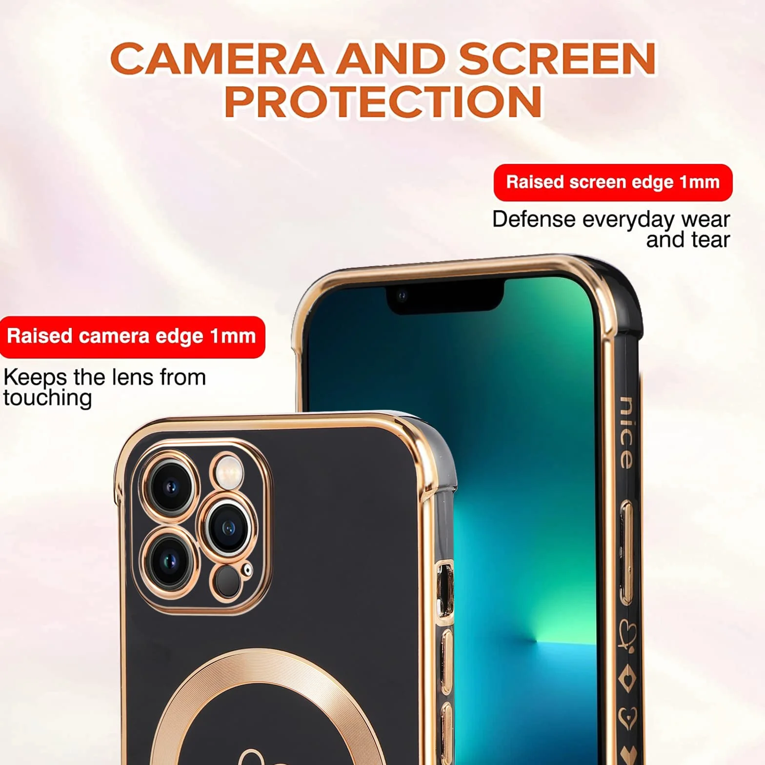 Pnakqil Silikonowe Etui z paskiem na ramię dla iPhone 13 Pro Max 6.7 Cal Czarny Elektrolityczne TPU Case