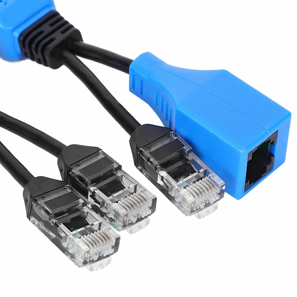 Rozdzielacz POE RJ45 do kamer IP, zestaw 2 kabli zasilających
