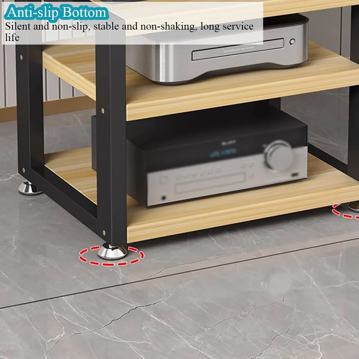 HYJYGM 3/4 poziomu małego głośnika dźwięku stereo Media Media Component do kina domowego, audio wideo gracze gramofonem Rack Tower Console TV Stand, sprzęt elektroniczny (czarny poziom 4 40 cm)