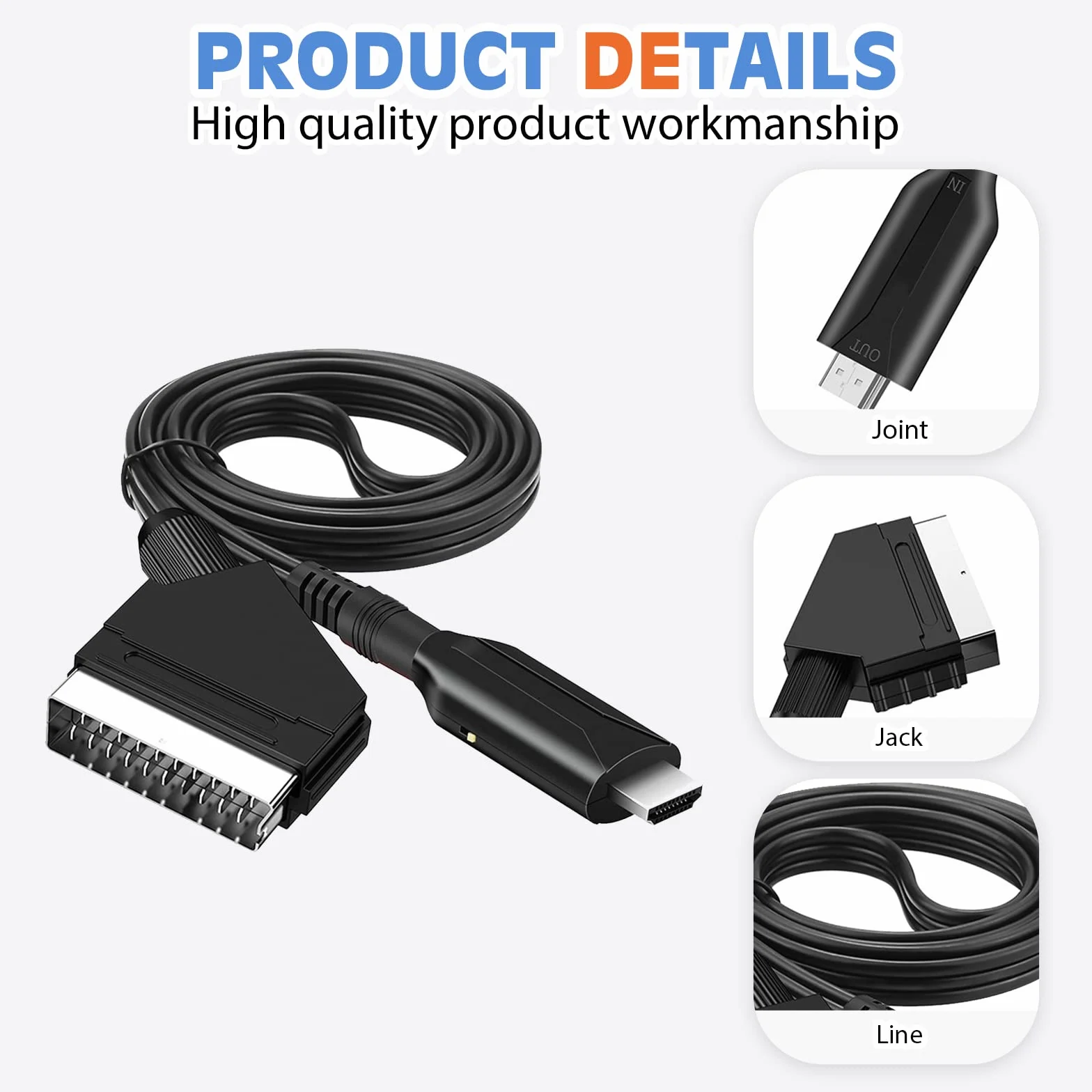 Sporgo Konwerter SCART na HDMI Adapter All in One z Kablem 1080p/720p