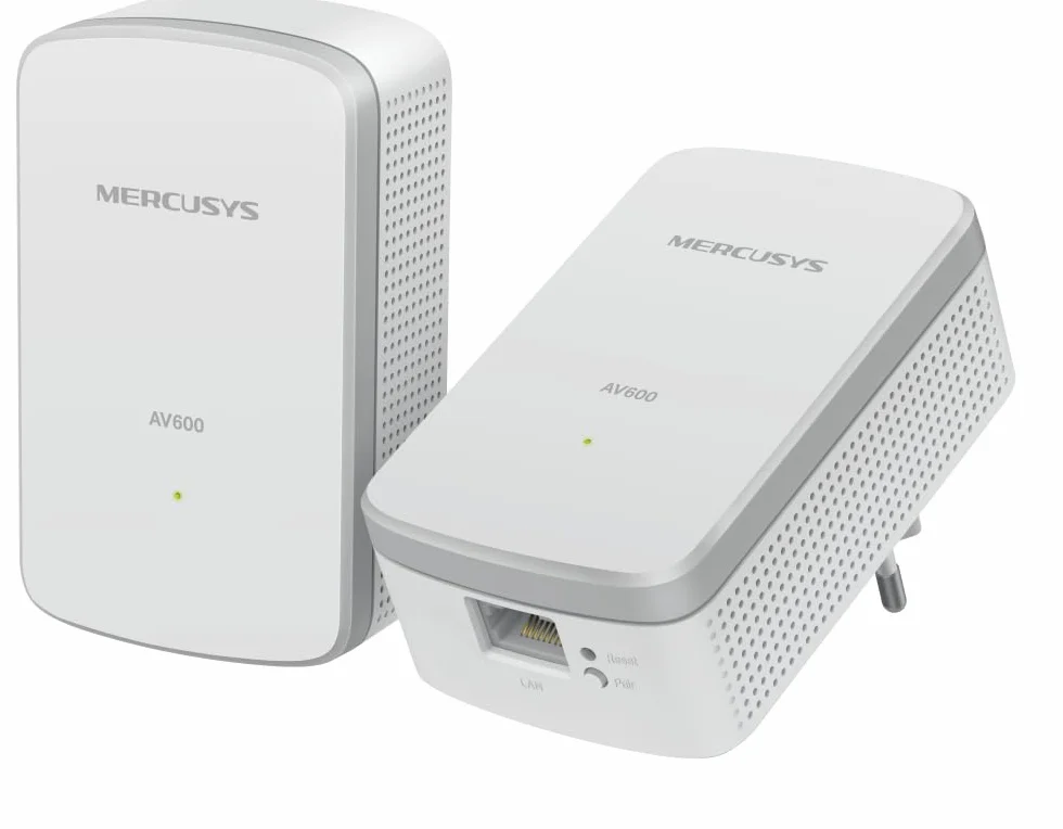 MERCUSYS MP300 Powerline Kit Homeplug AV2 do 600 Mb/s, do 300 metrów, port LAN, Plug and Play, kompatybilny ze wszystkimi routerami, oszczędność do 85% energii