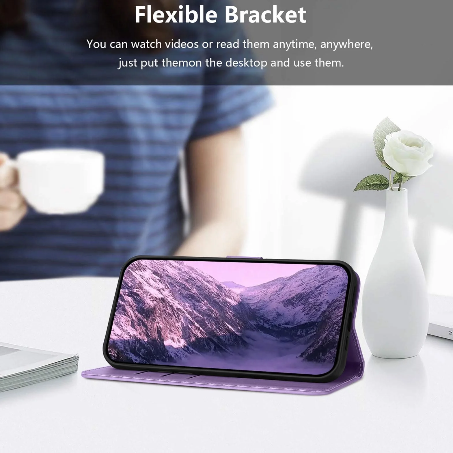 Etui na iPhone'a 11, wysokiej jakości etui ze skóry PU [przegródki na karty] portfel etui ochronne, odporne na wstrząsy etui na telefon iPhone 11 (lawenda)