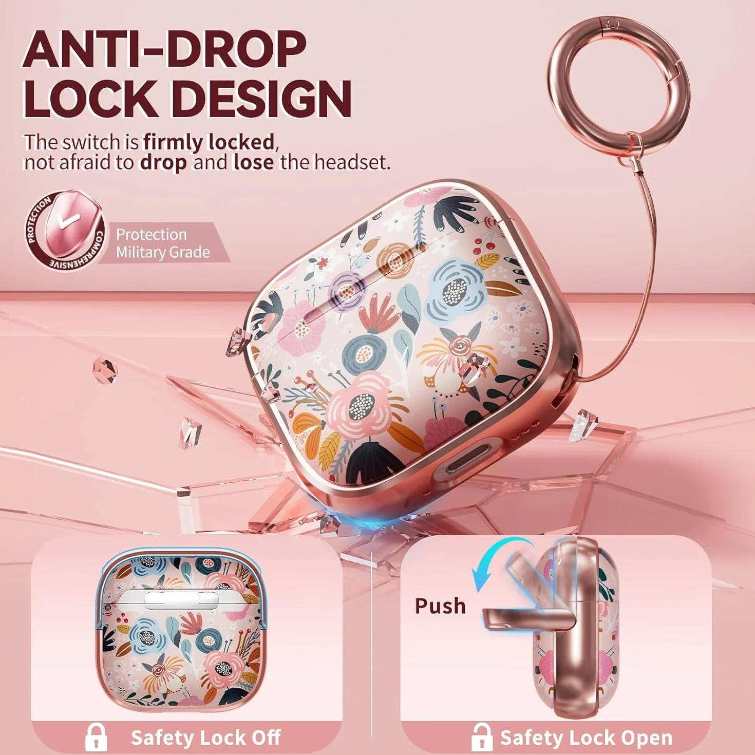 Etui kompatybilne z AirPods 4 (ANC) z akcesoriami, Różowy