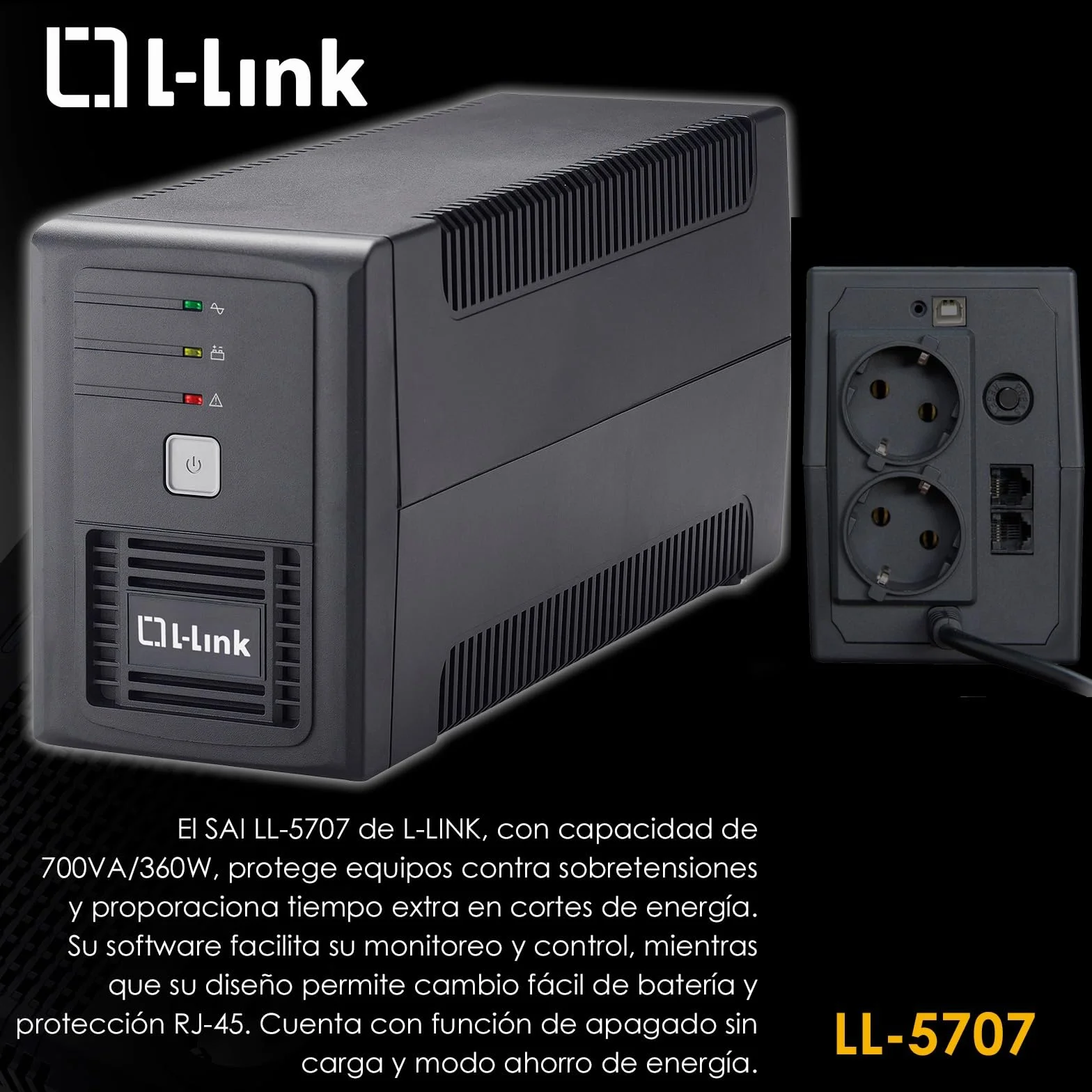 L-Link | Zasilacz bezprzerwowy dla PC | Sai 700VA Interactive L-Link LL-5707